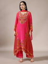 Hot Pink Embroidered Kurta Set with Broad Paisley Motifs