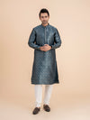 Navy Brocade Kurta Set