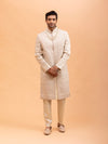 Beige Diamond Embroidered Sherwani Set