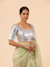 Silver Metallic Scoop Neck Blouse