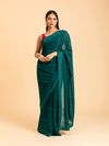 Emerald Teal Tonal Chikankari Saree
