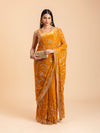 Ochre Mustard Vine & Scallop Saree