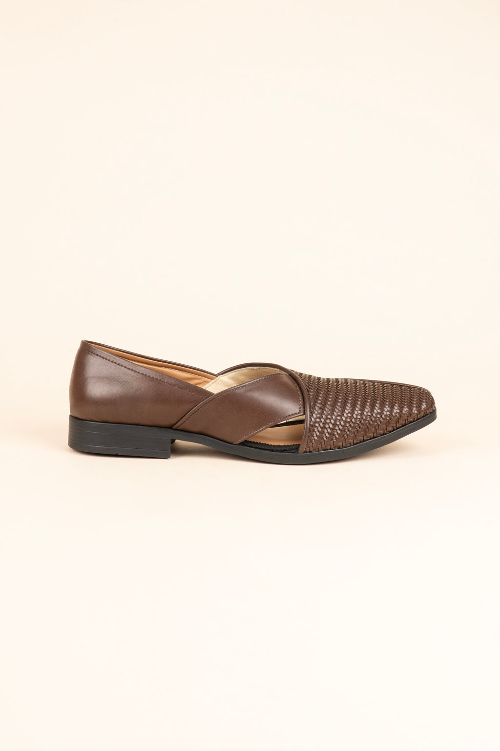 The Woven-Strap Brown Mojari