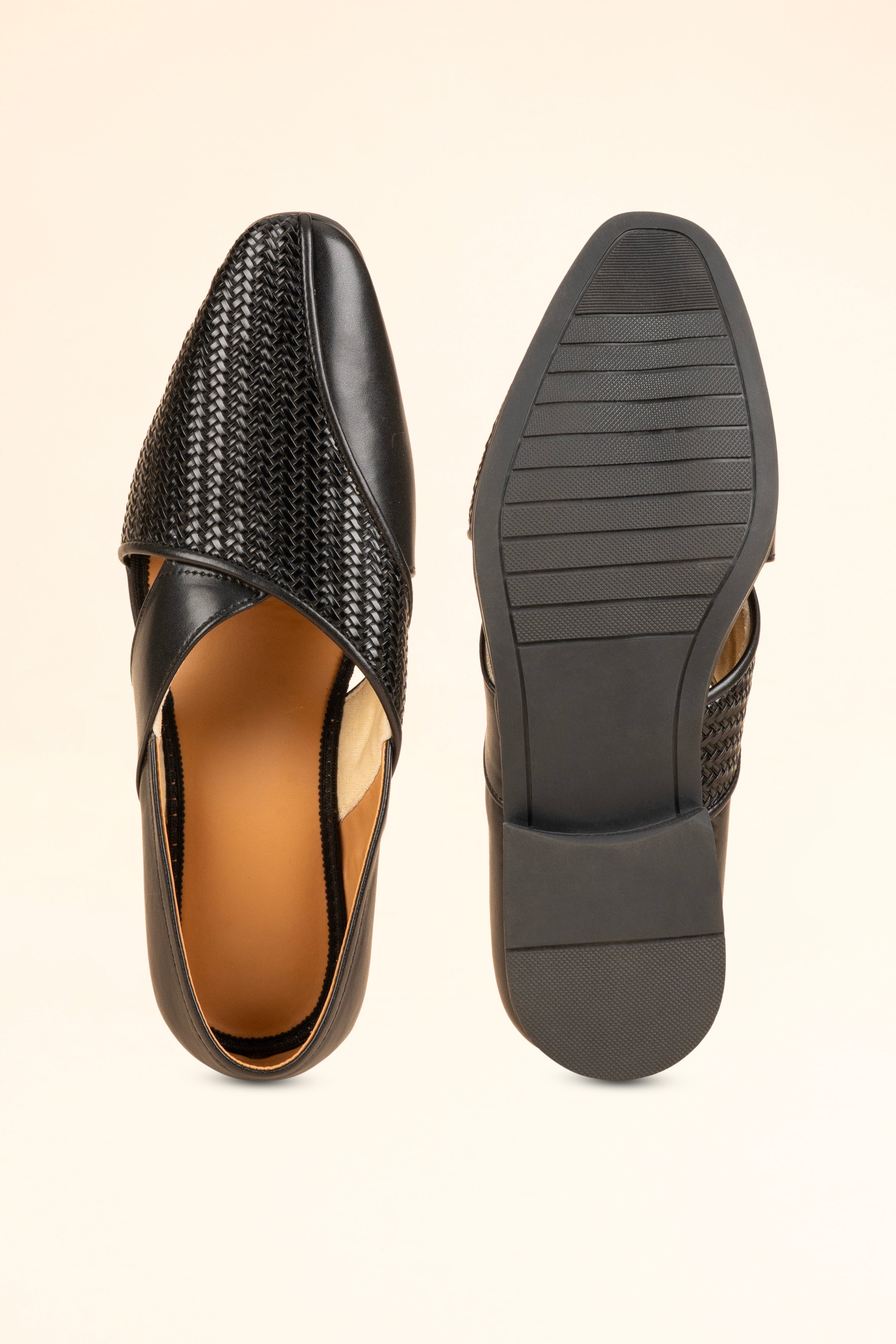 The Woven-Panel Cross-Strap Mojari