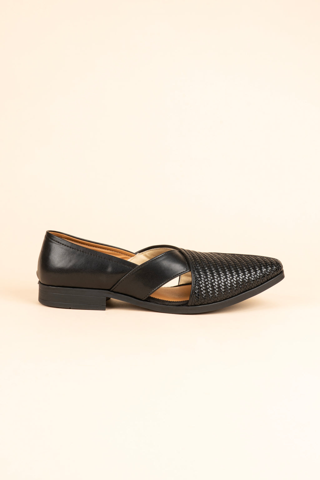 The Woven-Panel Cross-Strap Mojari