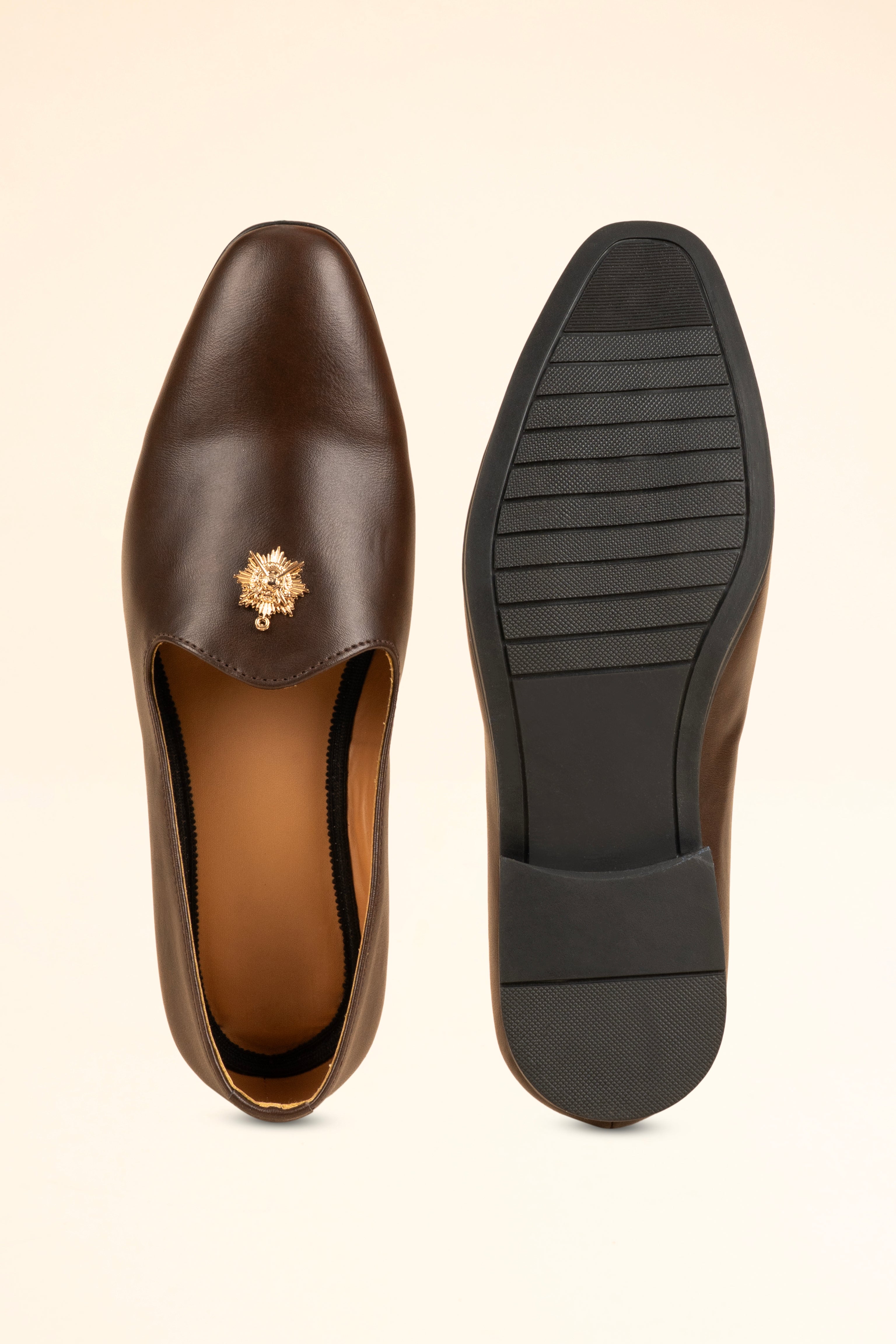 The Gold-Medallion Espresso Loafer
