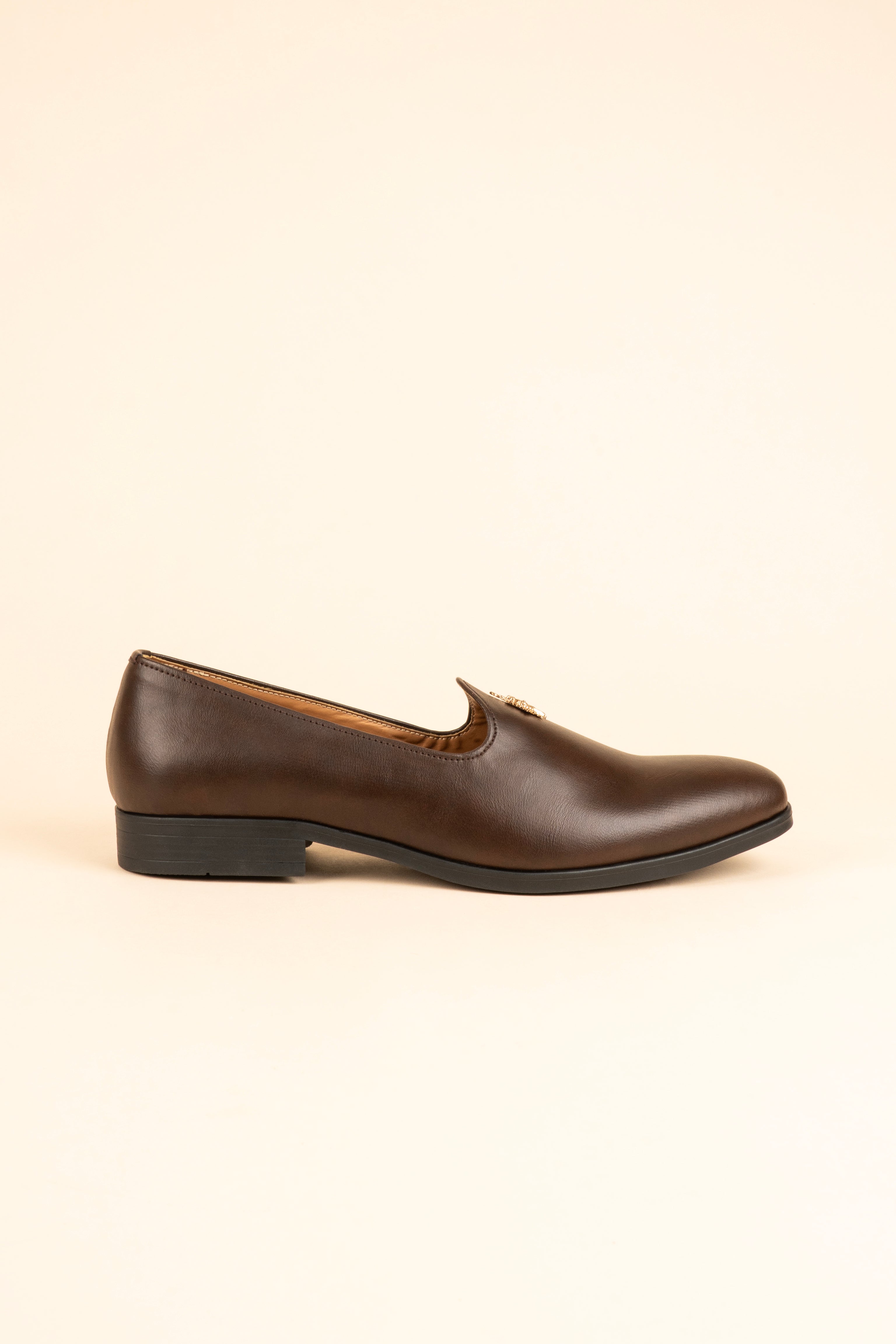 The Gold-Medallion Espresso Loafer