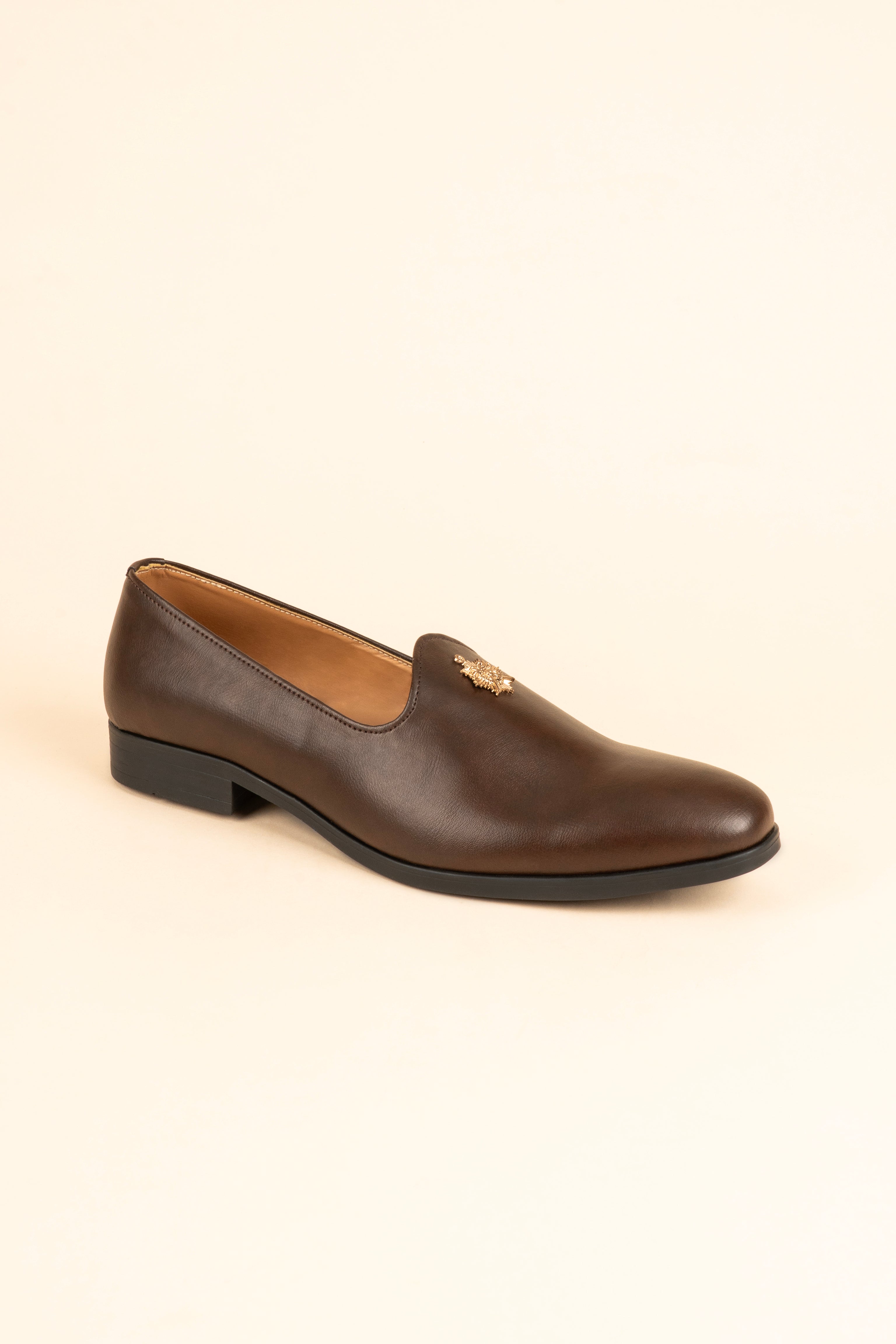 The Gold-Medallion Espresso Loafer