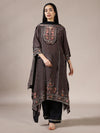 Black Embroidered Printed Suit Set