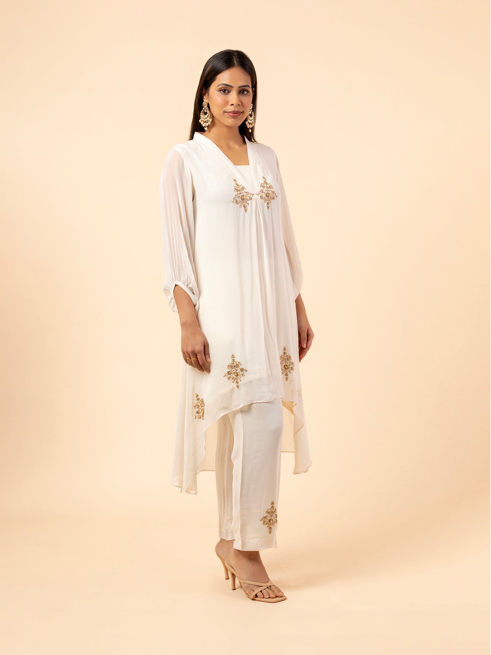 The Ivory Ethereal High-Low Co-ord Set