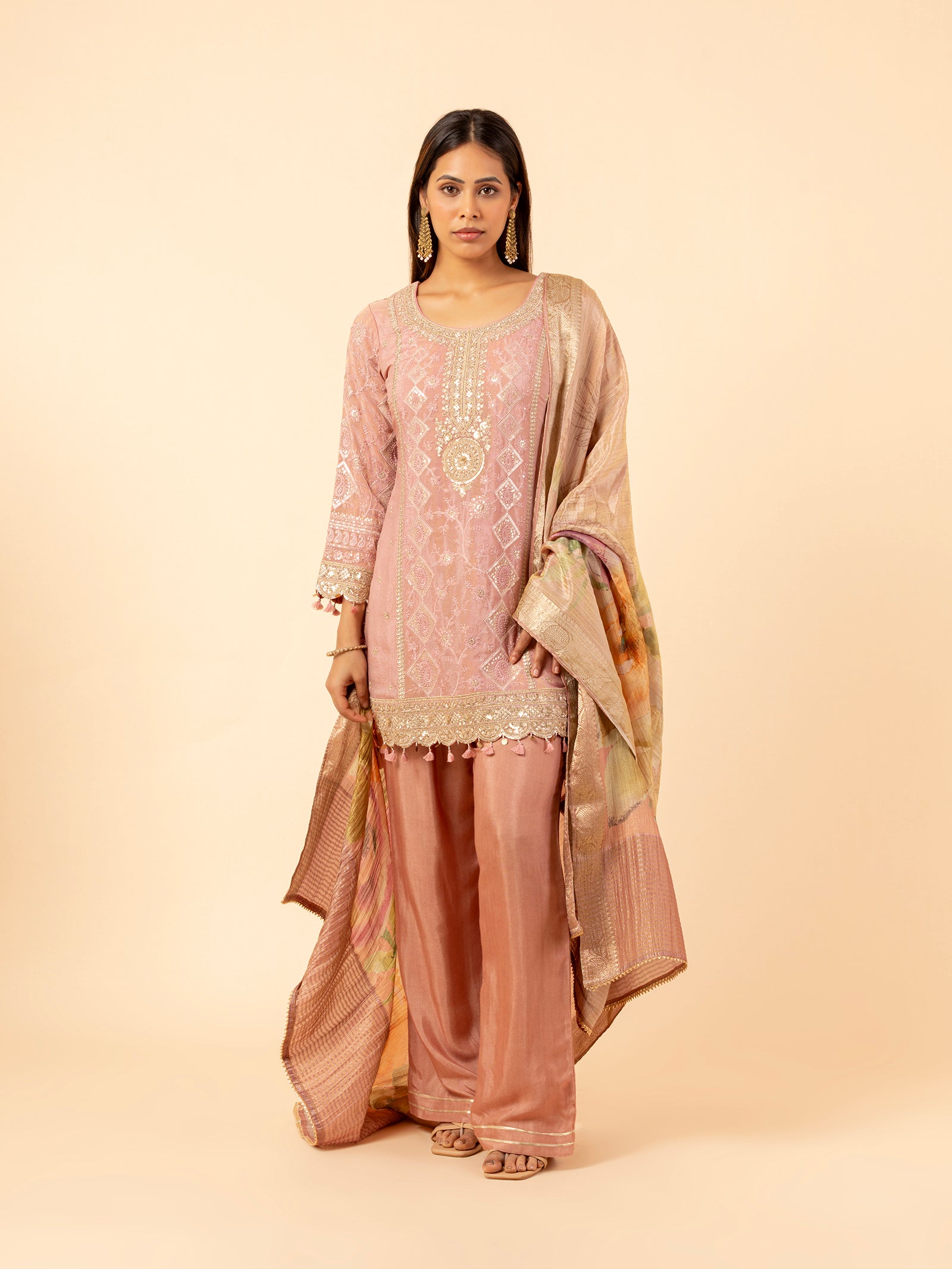 Rose Quartz Embroidered Suit Set