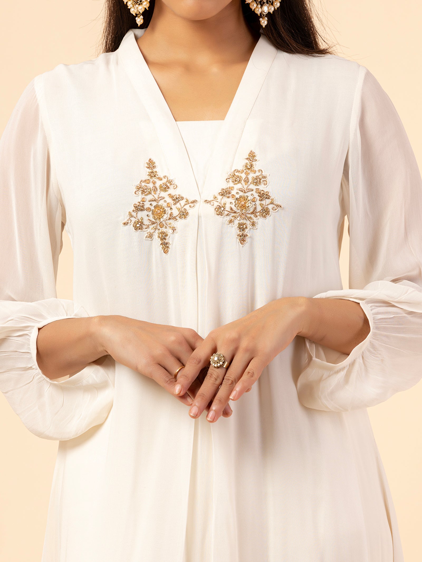 The Ivory Ethereal High-Low Co-ord Set