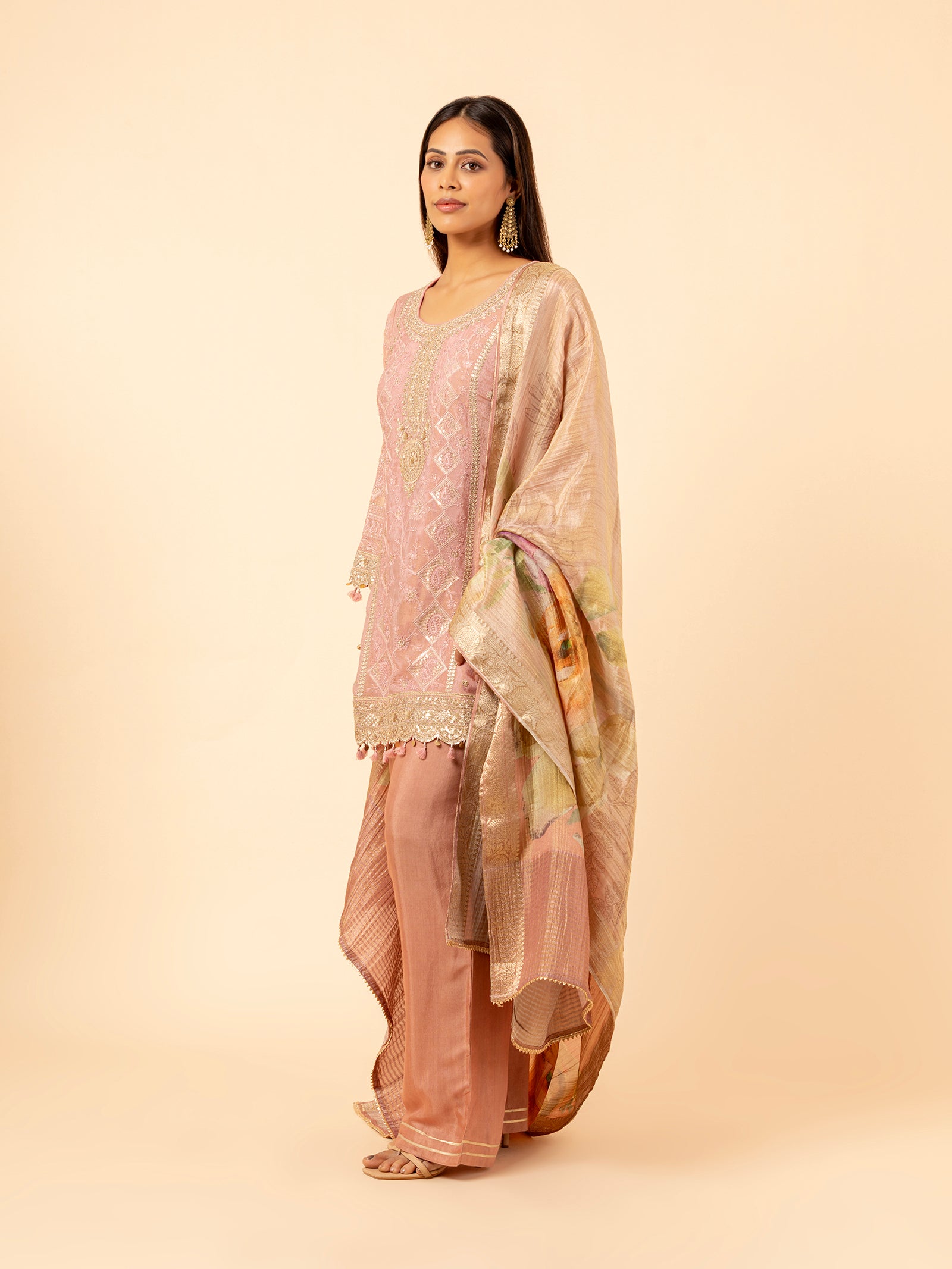 Rose Quartz Embroidered Suit Set