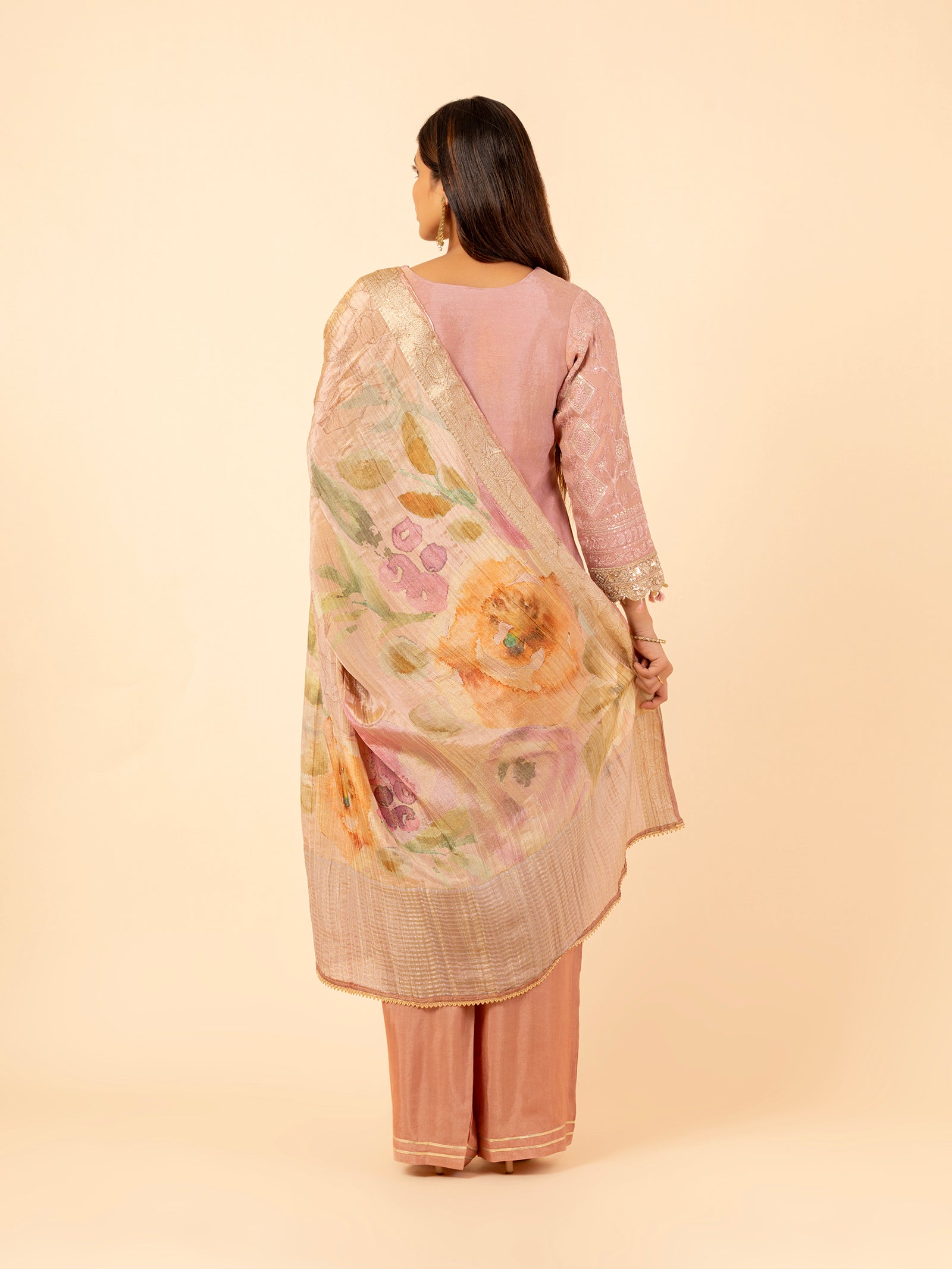 Rose Quartz Embroidered Suit Set