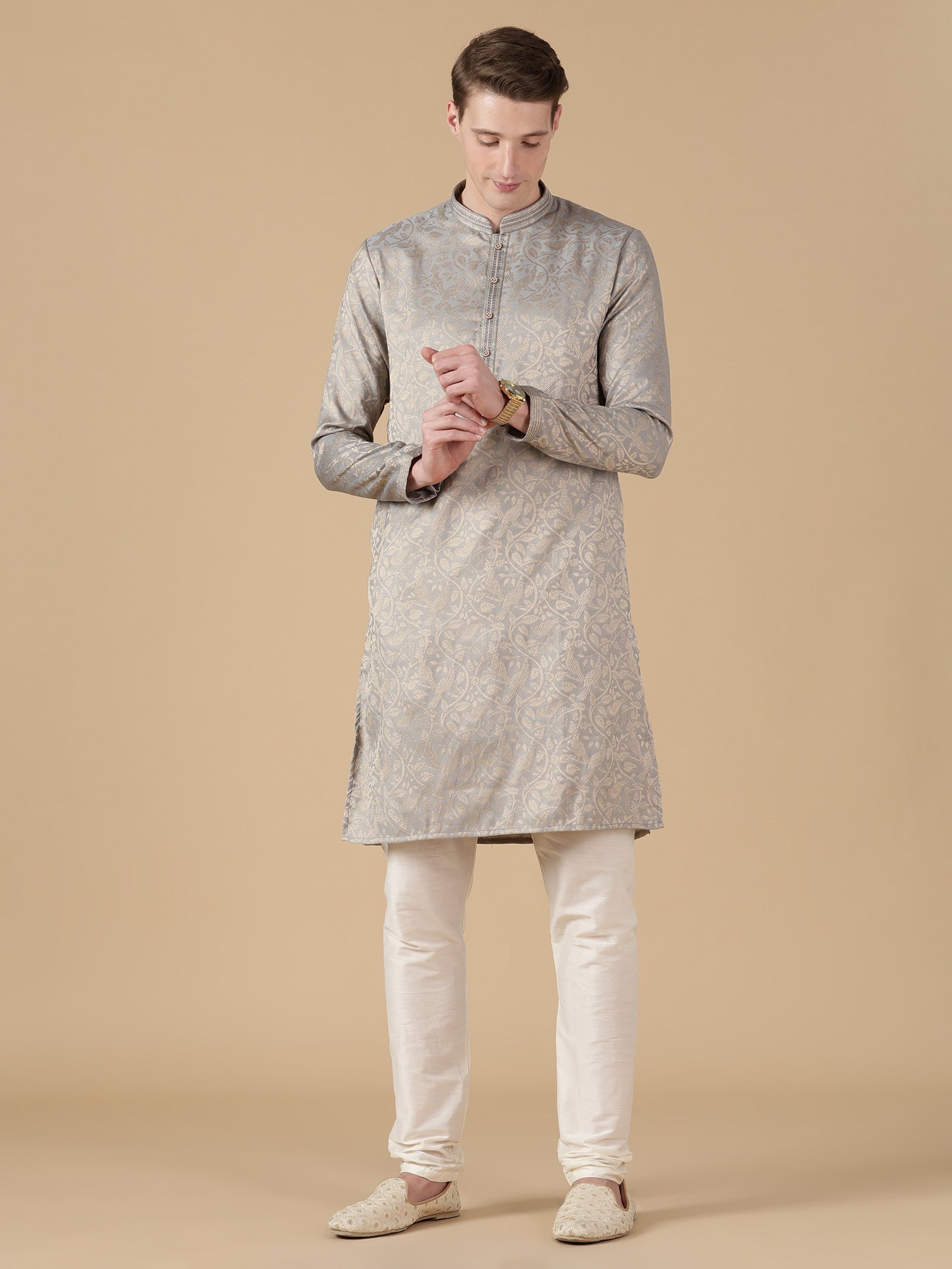 The Silver Moondust Brocade Kurta Set
