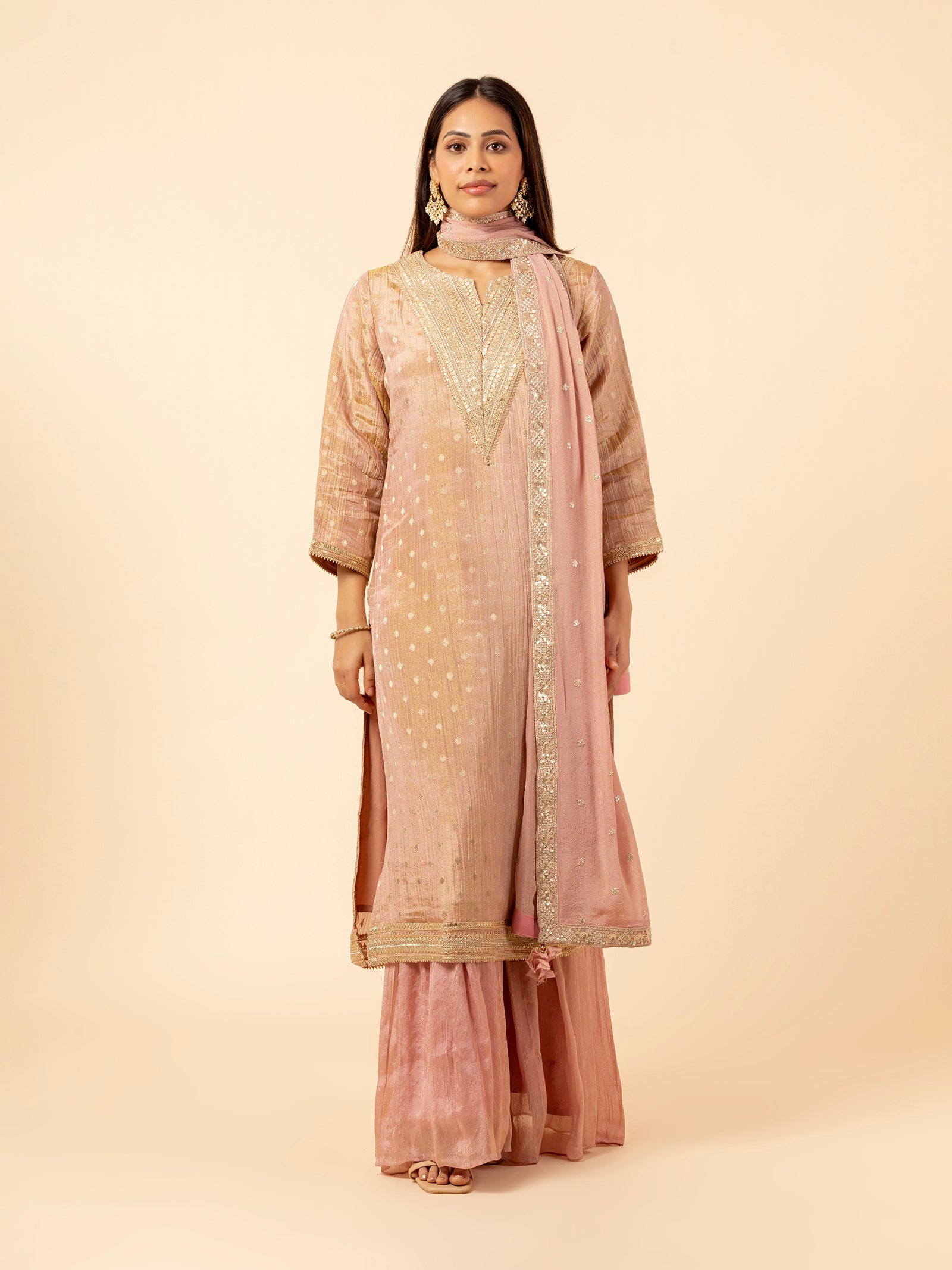 Dusty Rose Regal Sharara Set