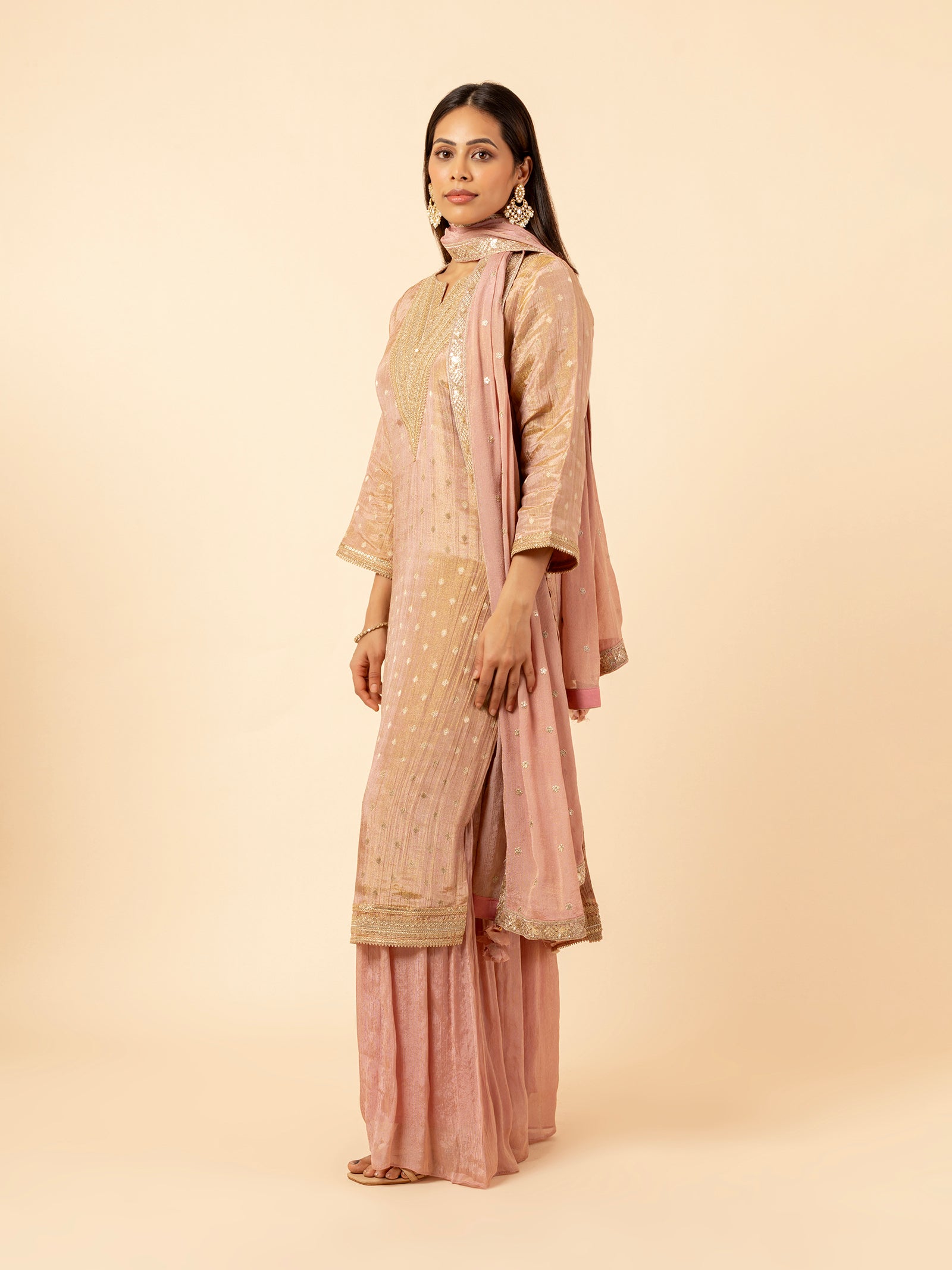 Dusty Rose Regal Sharara Set