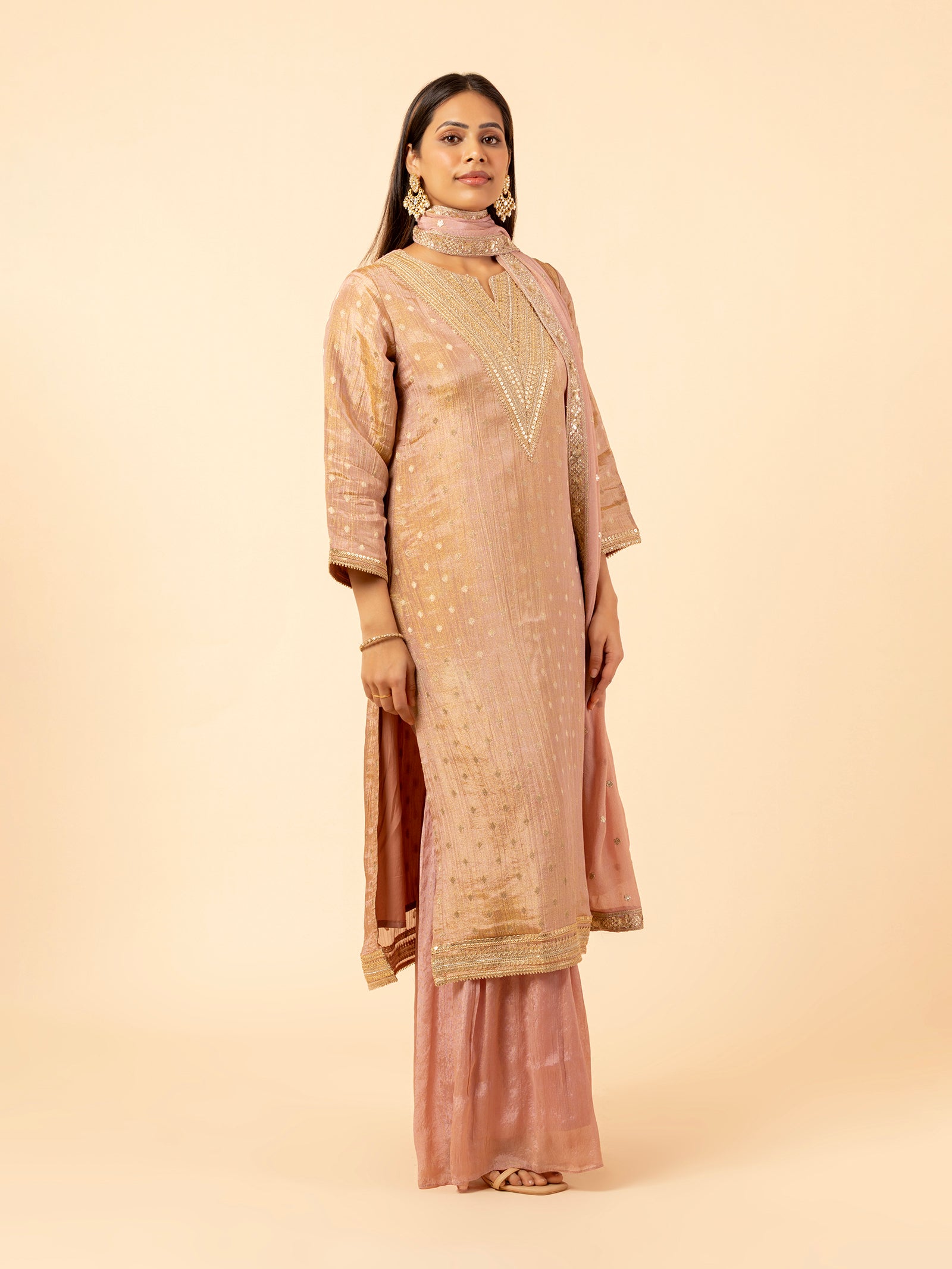 Dusty Rose Regal Sharara Set