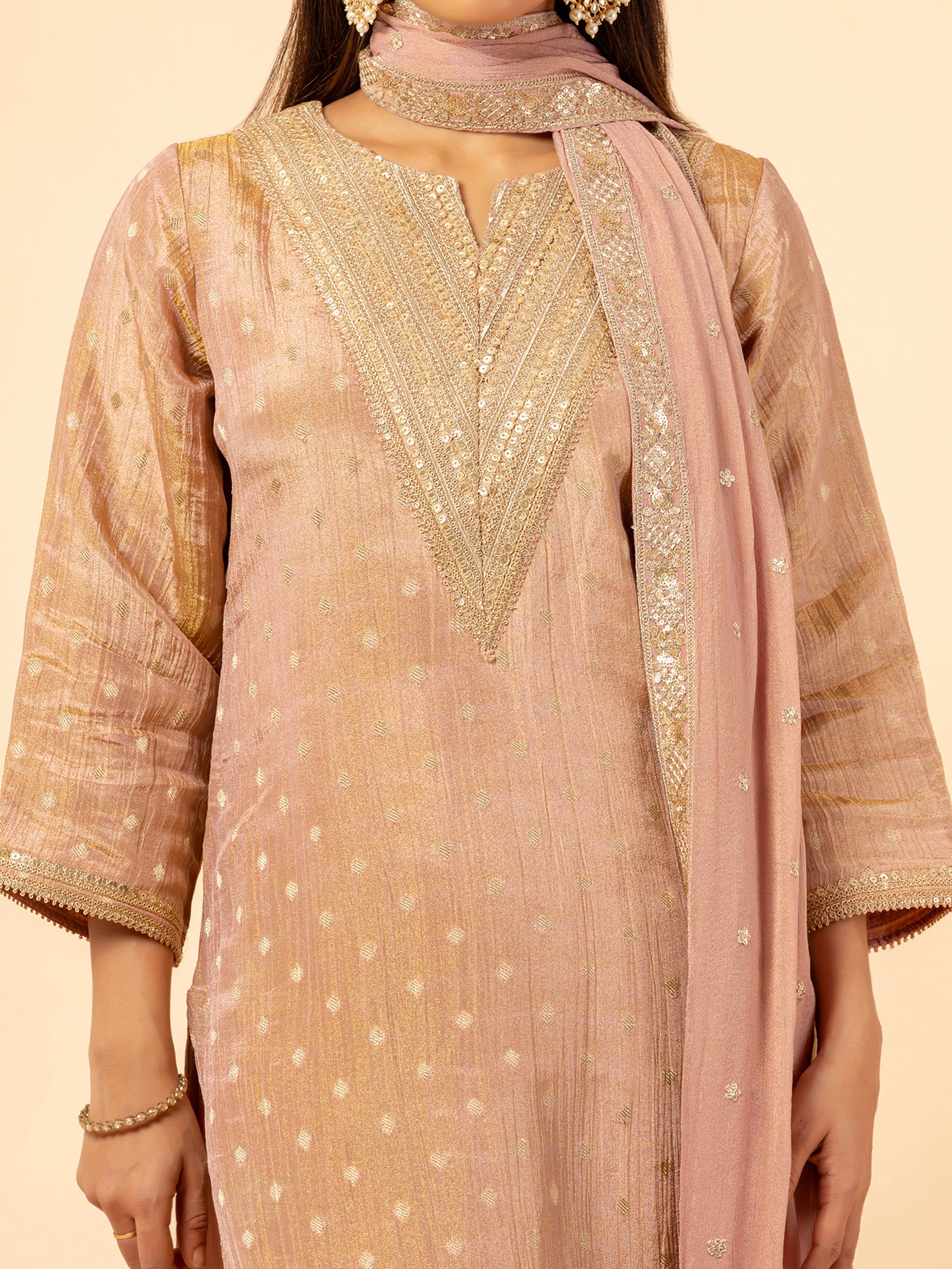 Dusty Rose Regal Sharara Set