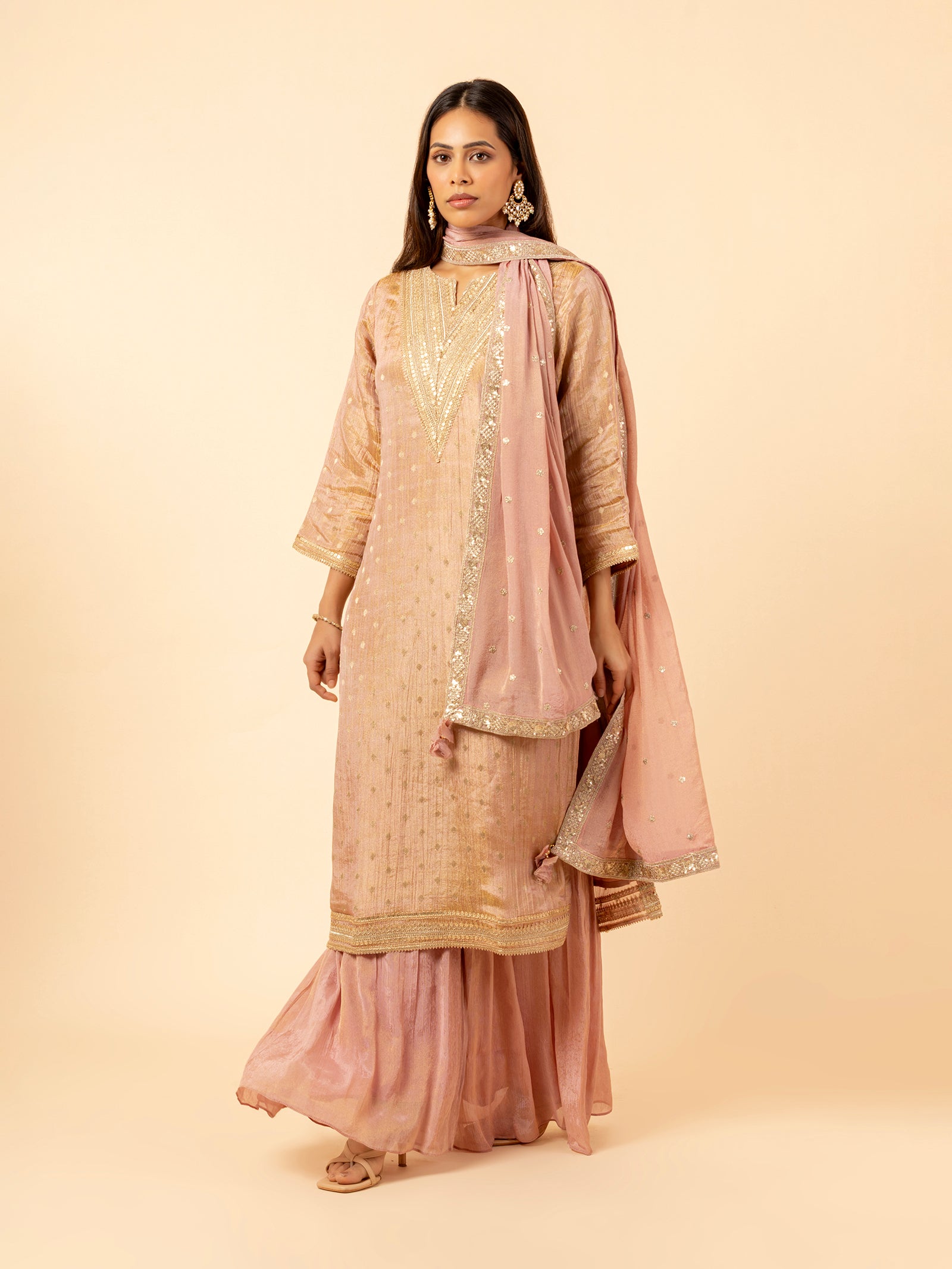 Dusty Rose Regal Sharara Set