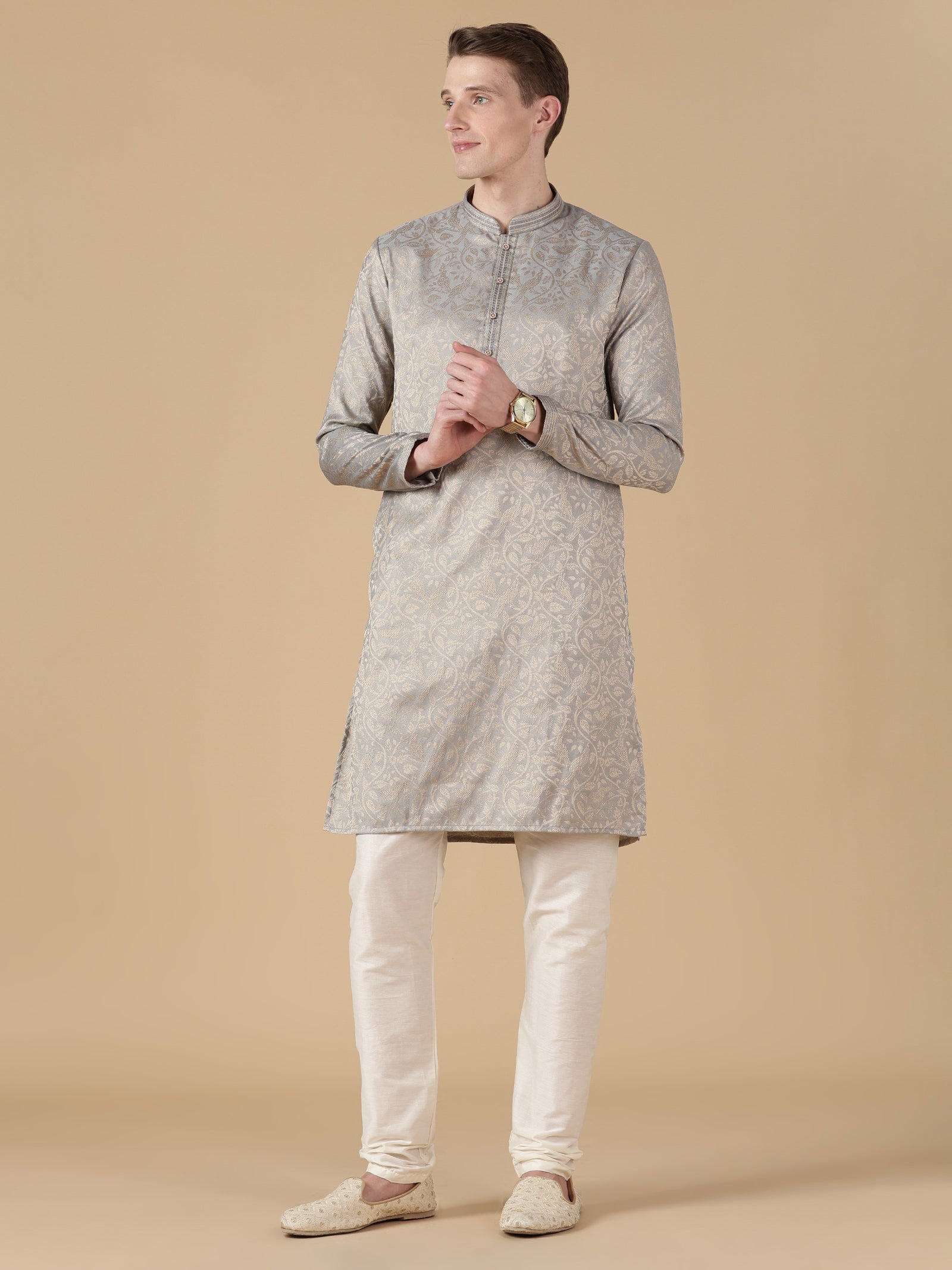 The Silver Moondust Brocade Kurta Set