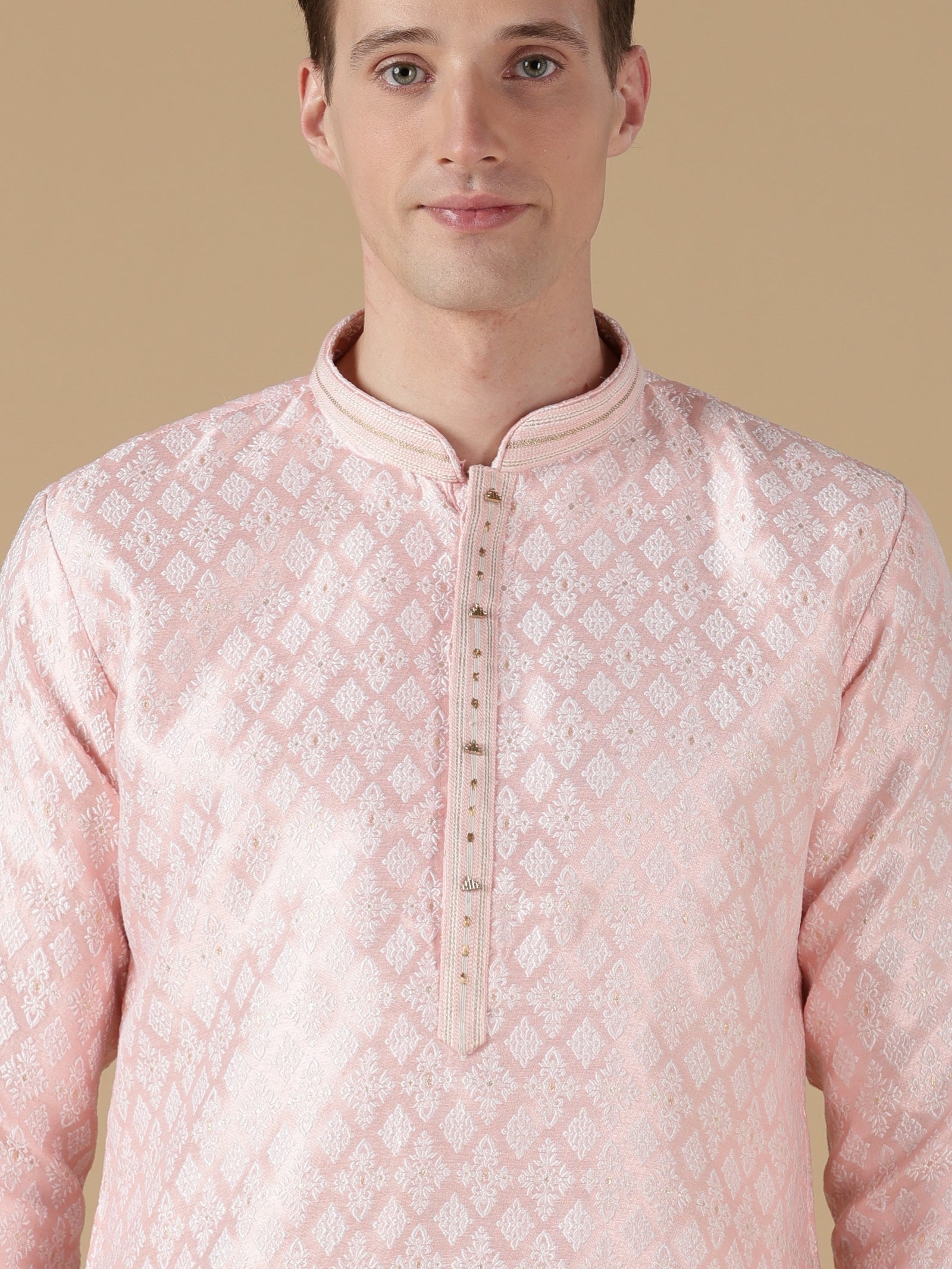 The Peach Blossom Geometric Kurta Set