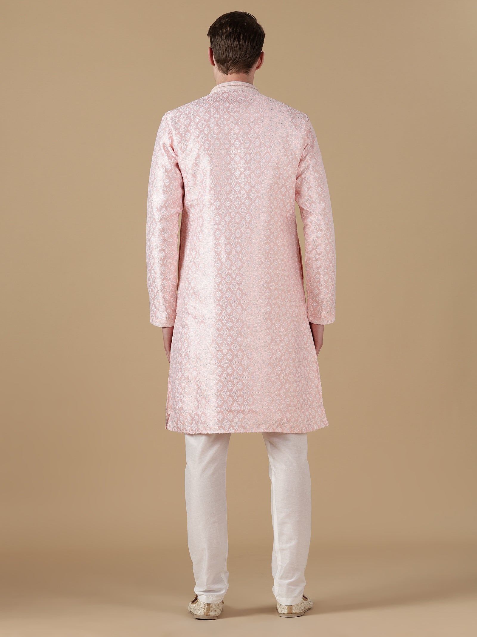 The Peach Blossom Geometric Kurta Set