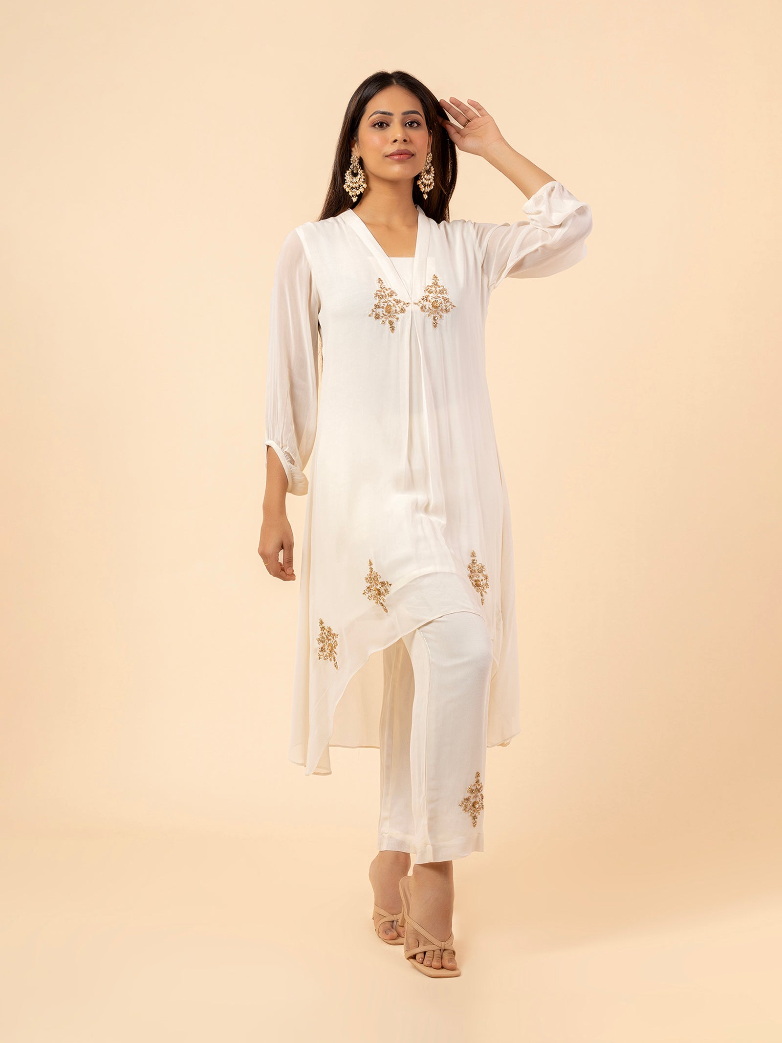 The Ivory Ethereal High-Low Co-ord Set
