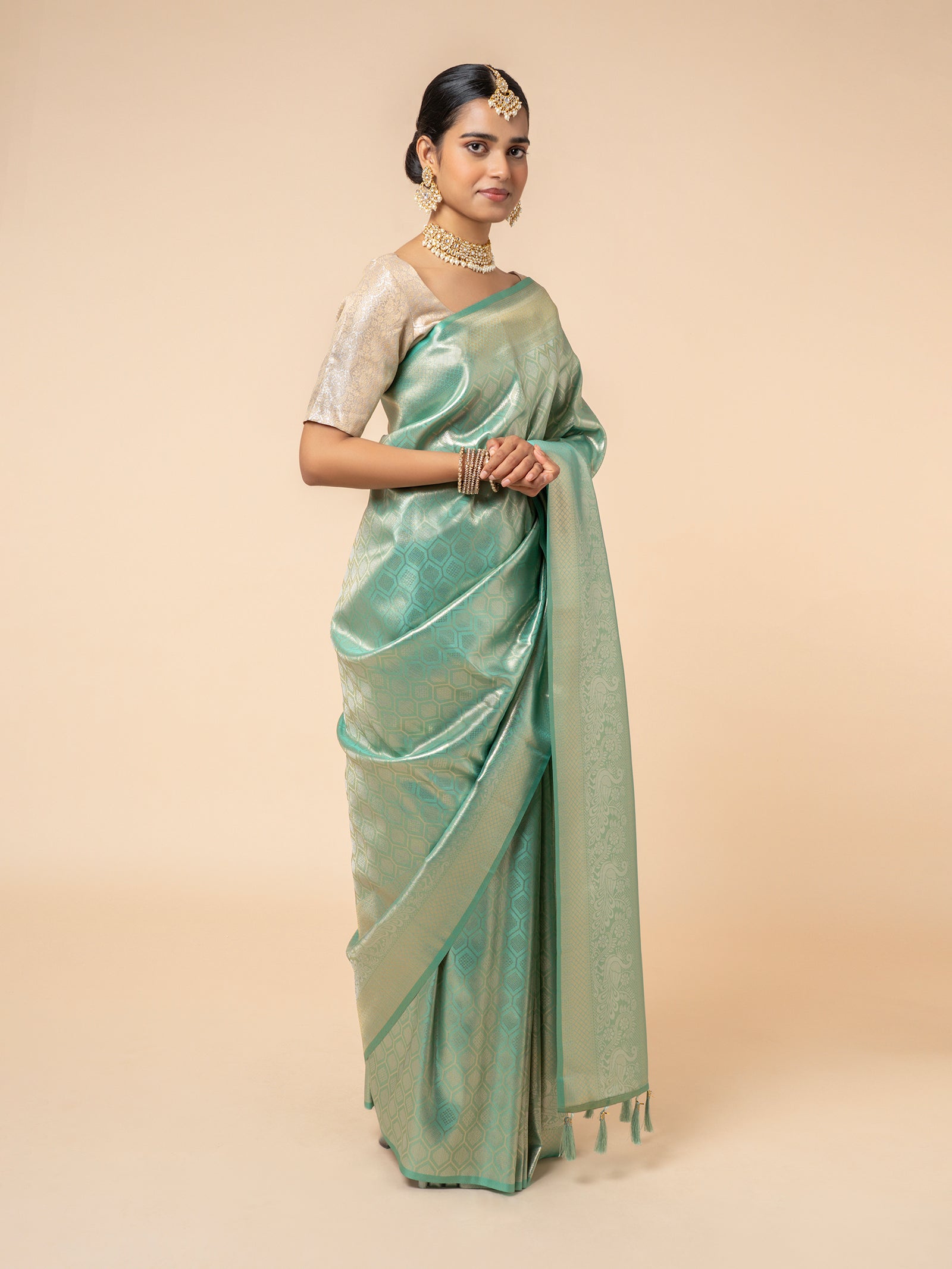 Seafoam Opulence Banarasi Saree