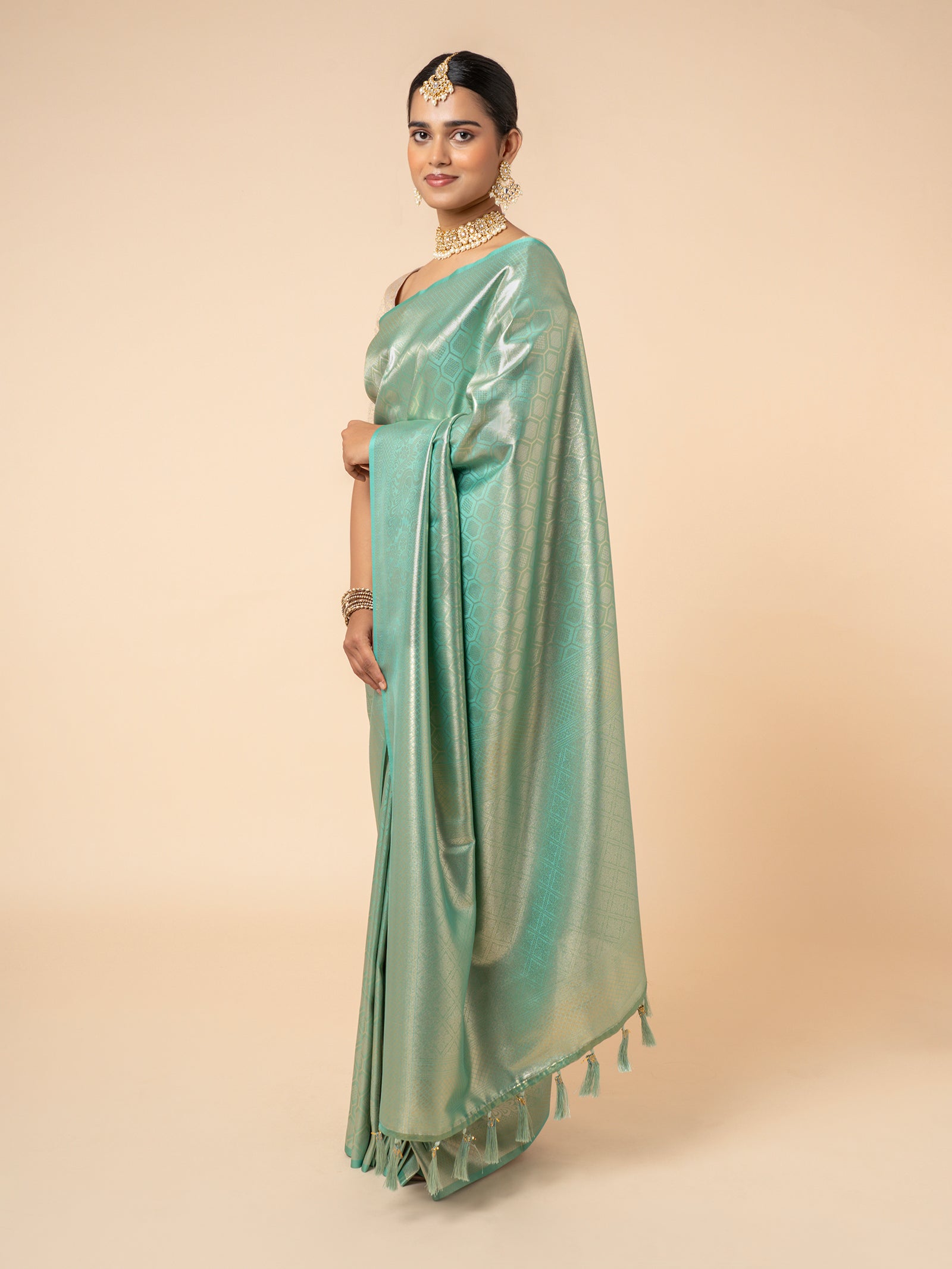 Seafoam Opulence Banarasi Saree