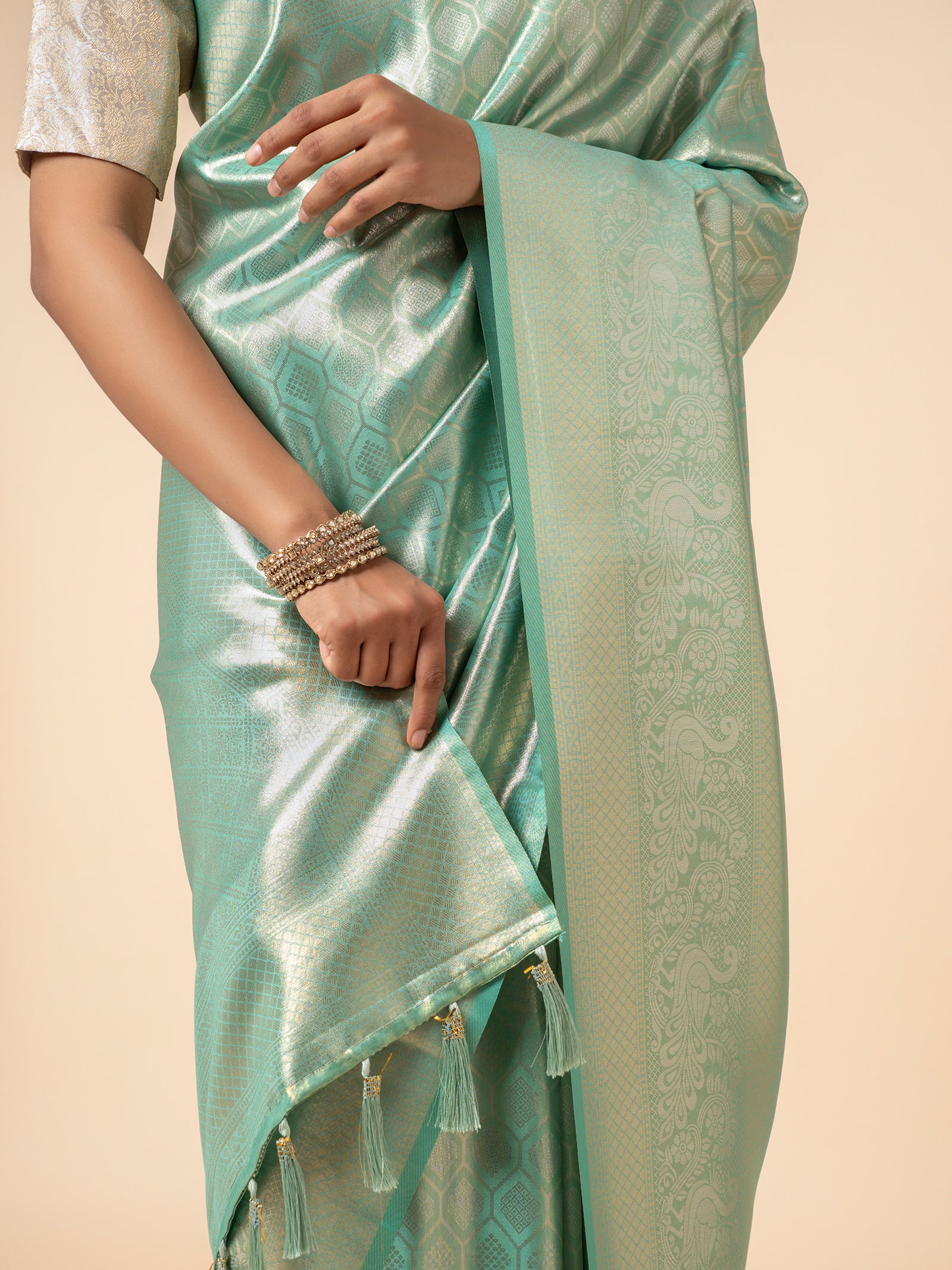 Seafoam Opulence Banarasi Saree