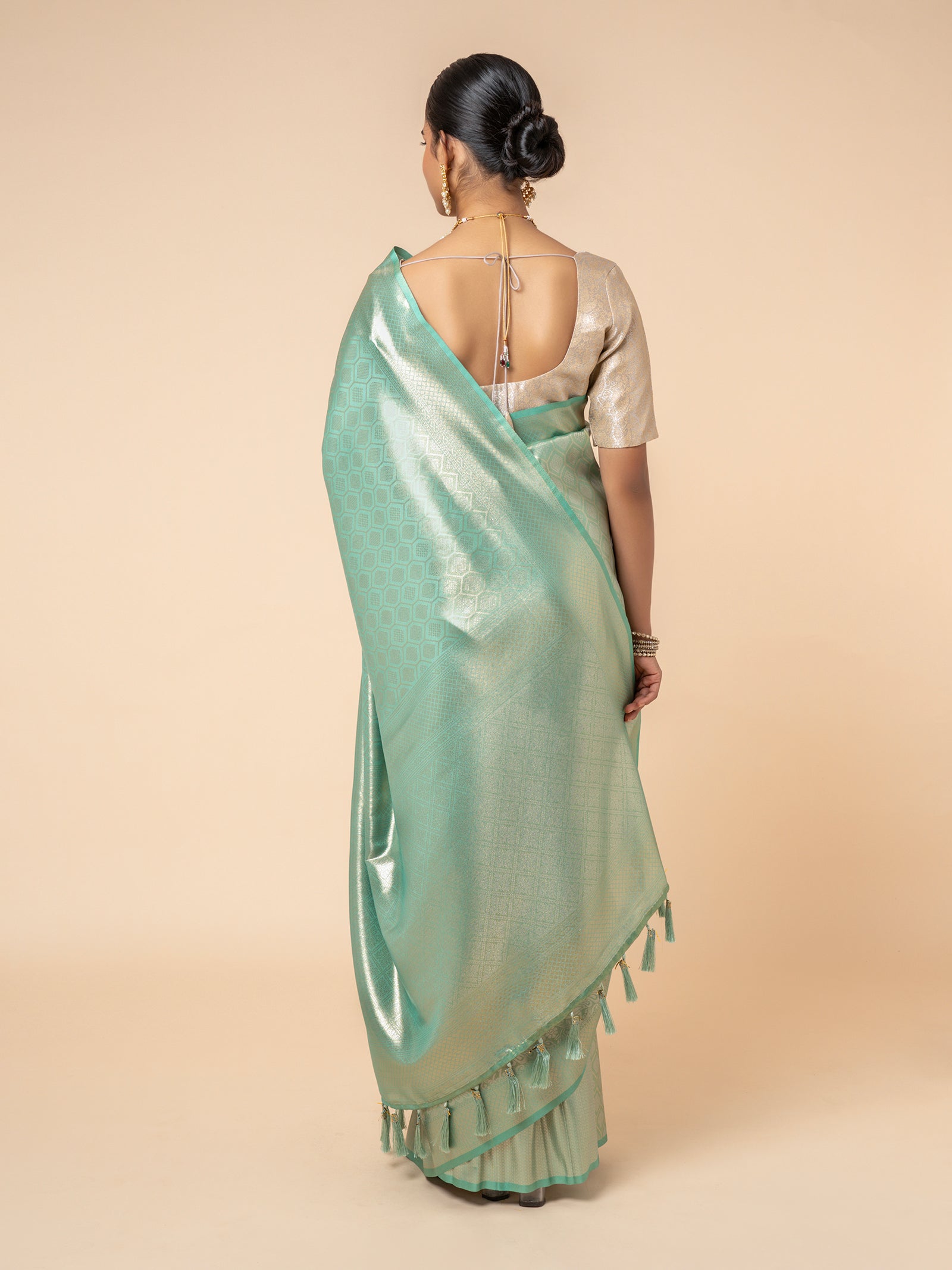 Seafoam Opulence Banarasi Saree