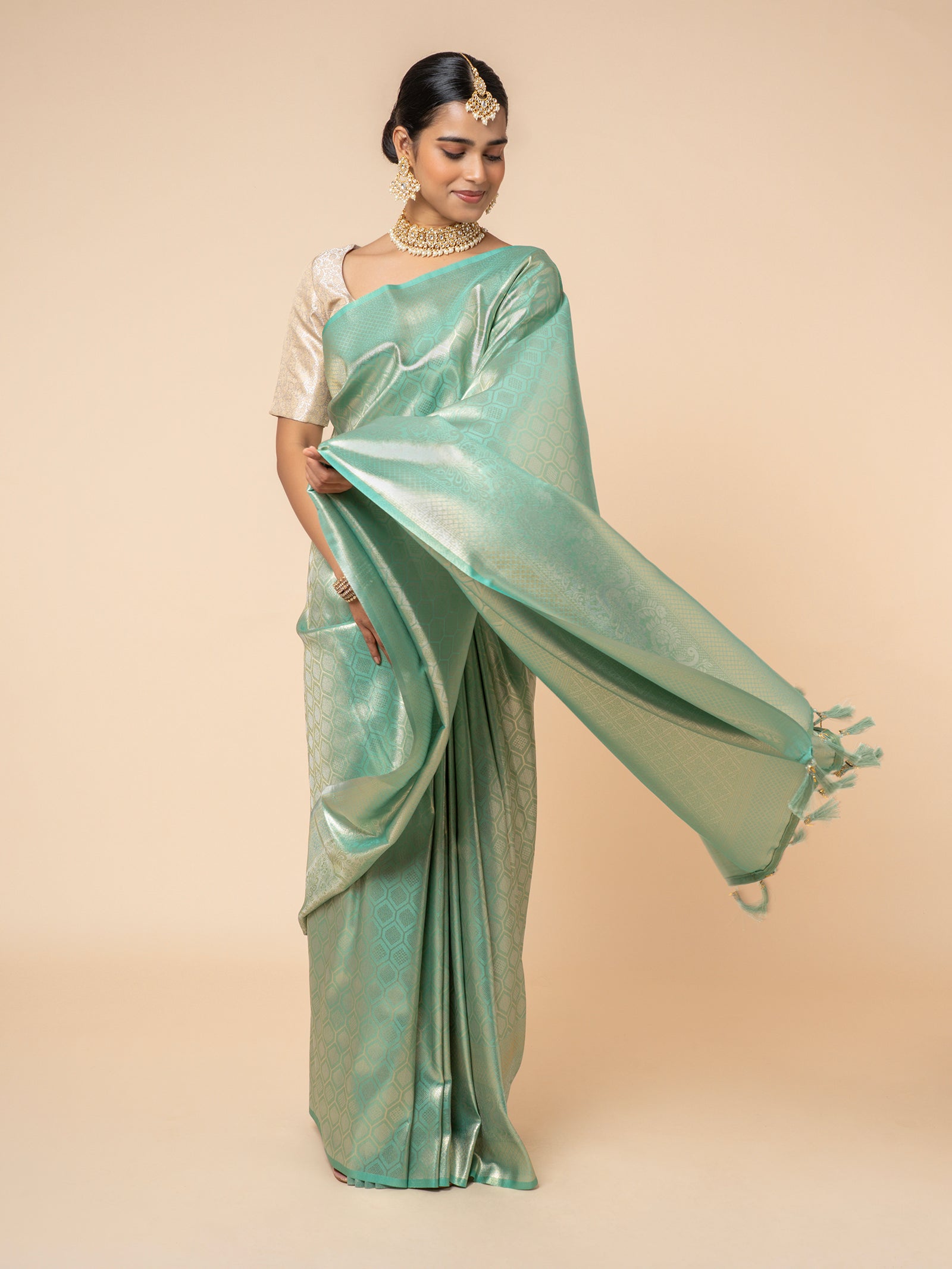 Seafoam Opulence Banarasi Saree