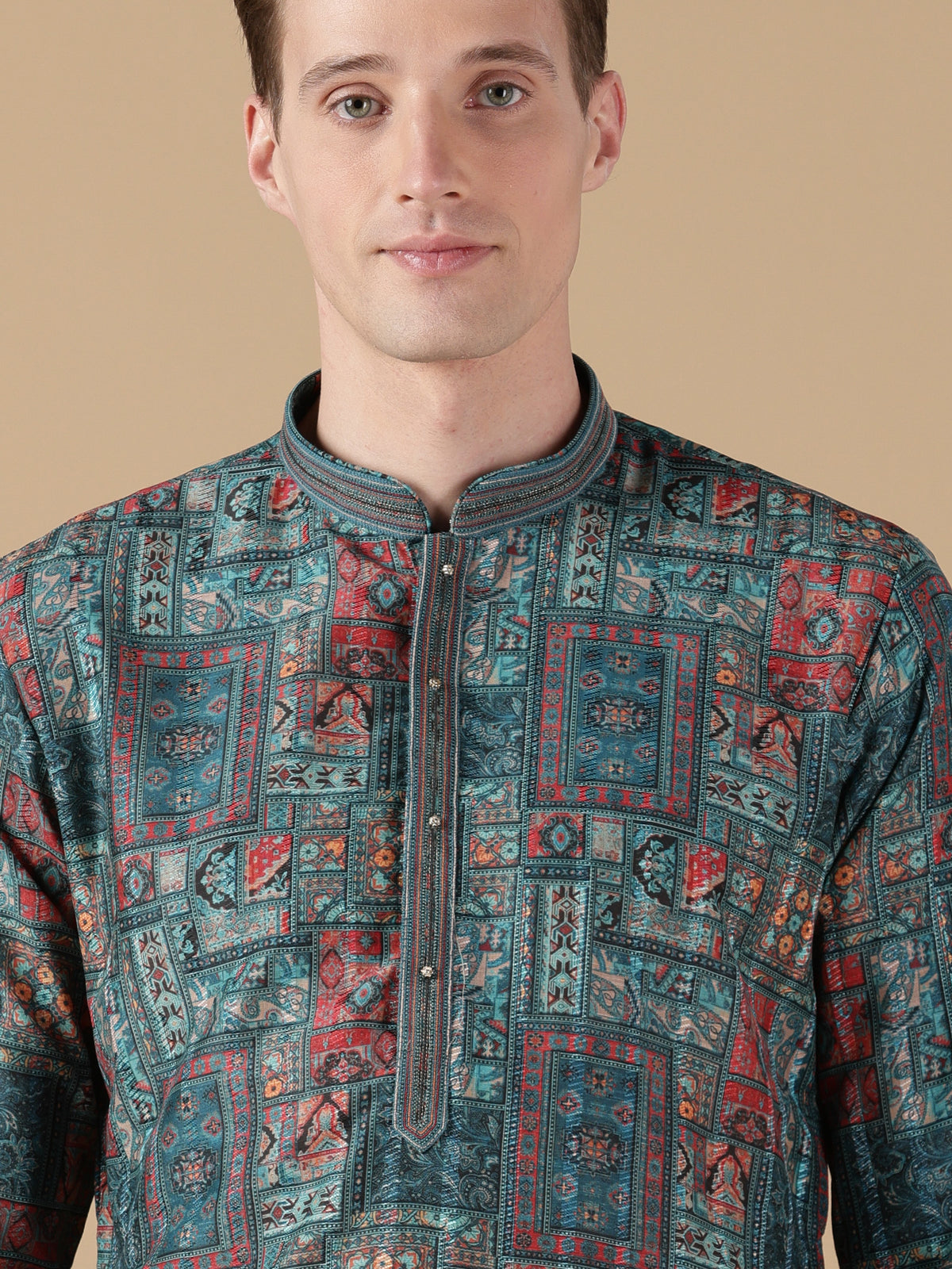 The Teal Mosaic Artifact Kurta Set