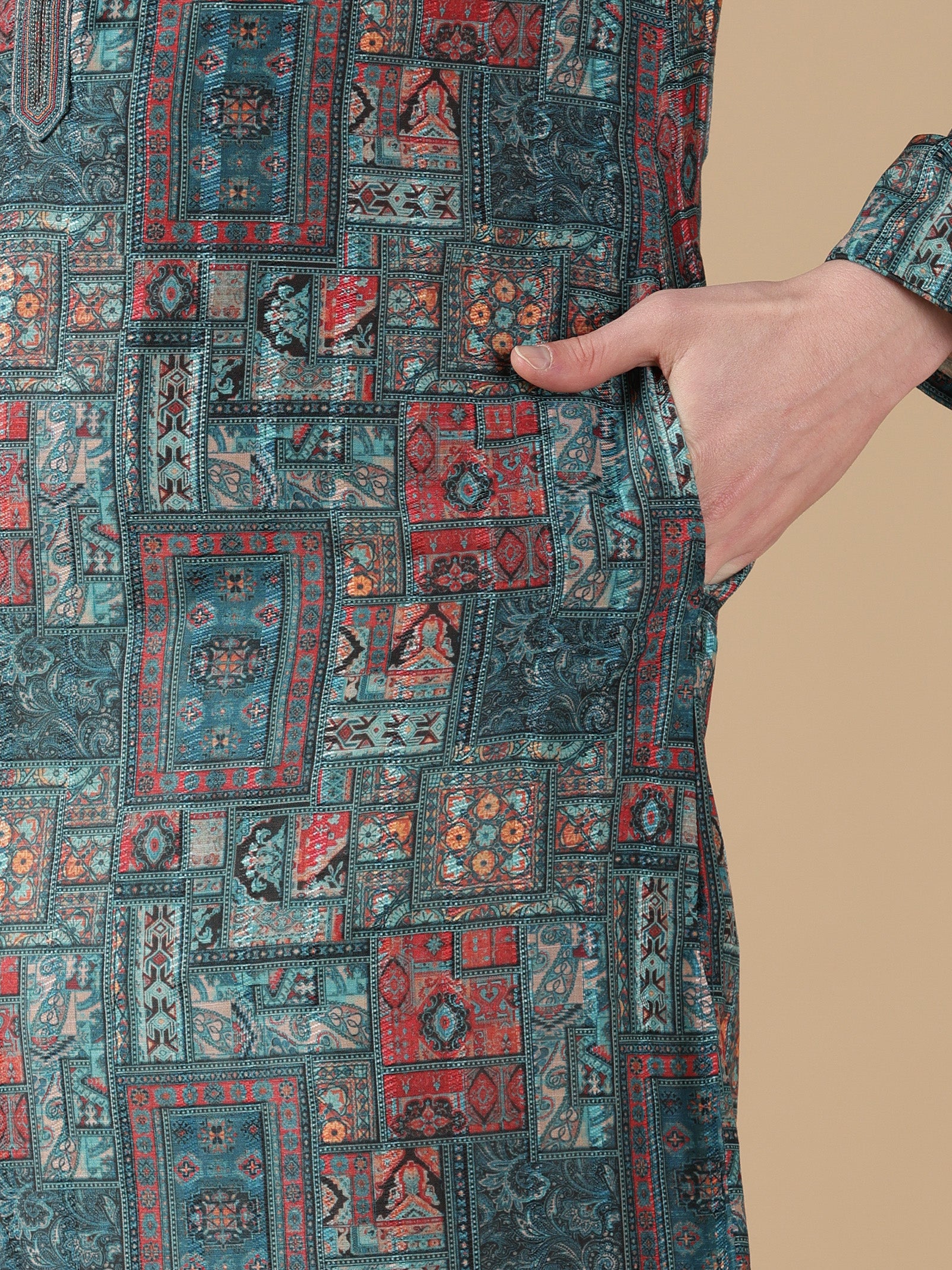 The Teal Mosaic Artifact Kurta Set