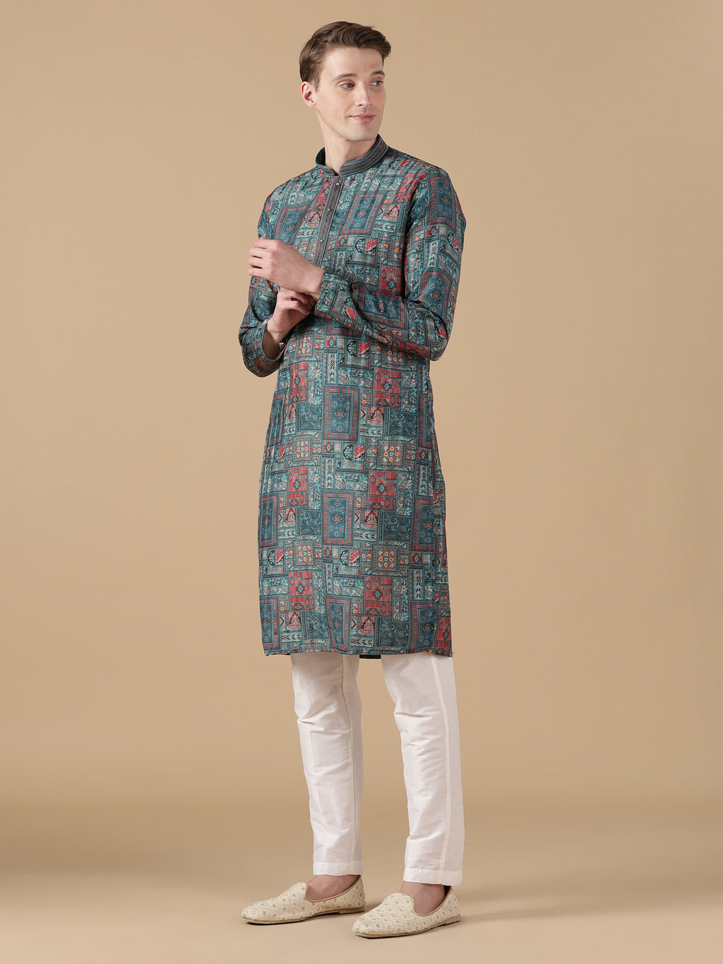 The Teal Mosaic Artifact Kurta Set