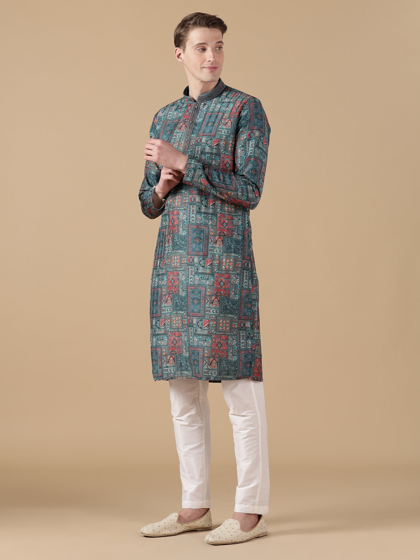 The Teal Mosaic Artifact Kurta Set