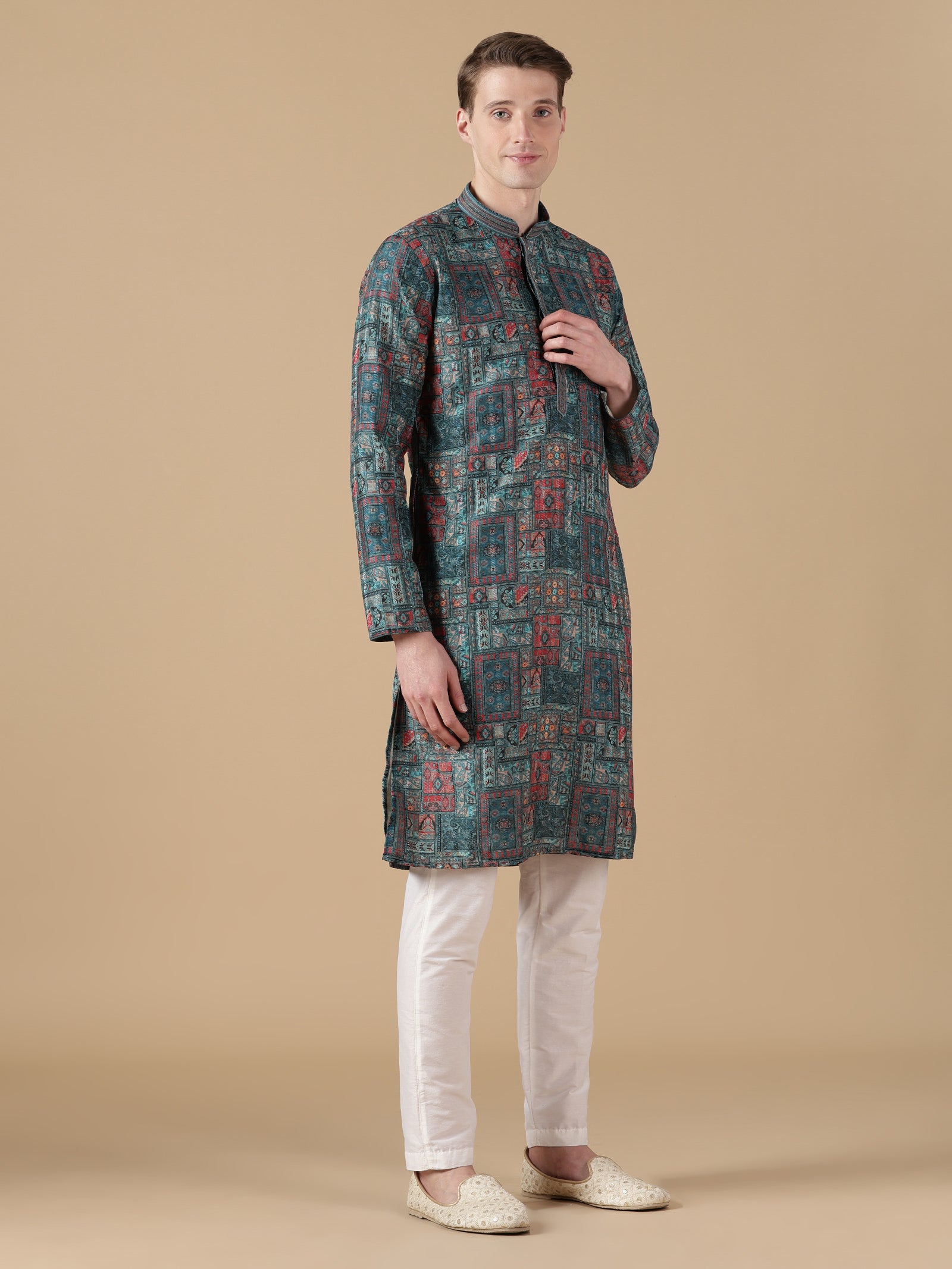 The Teal Mosaic Artifact Kurta Set