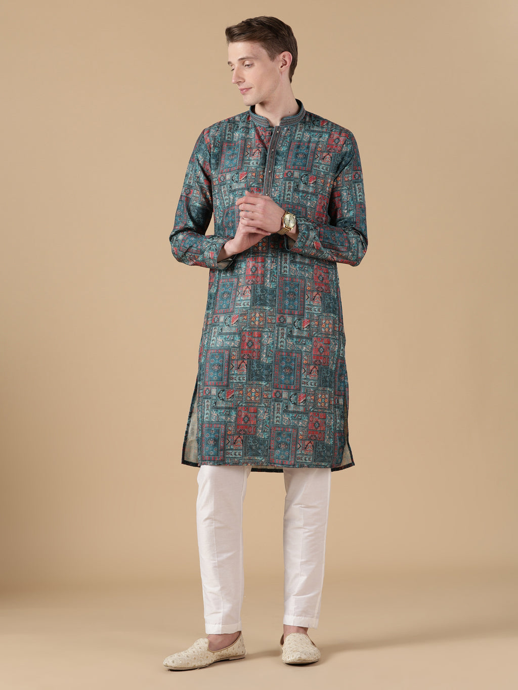 The Teal Mosaic Artifact Kurta Set