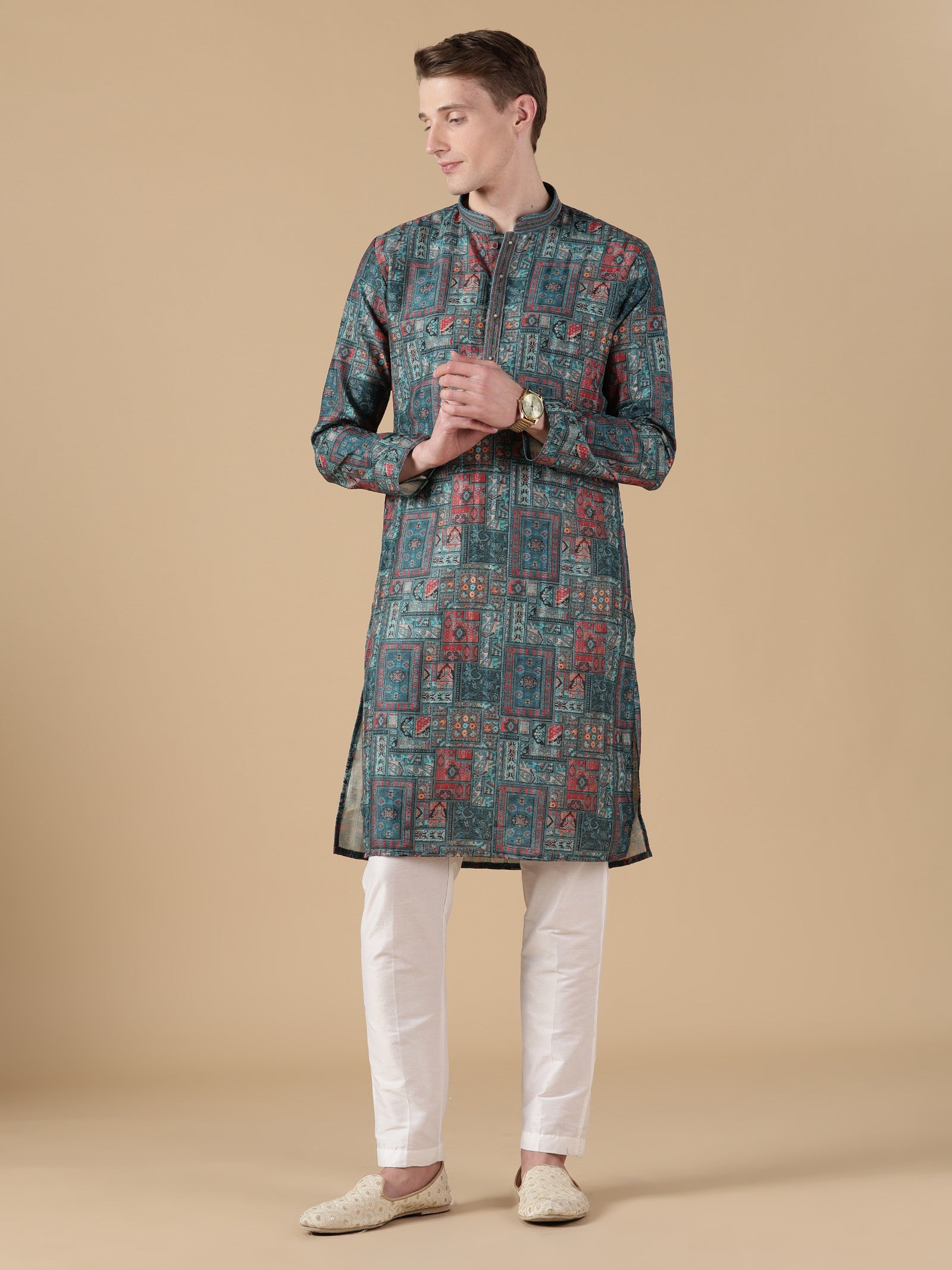 The Teal Mosaic Artifact Kurta Set