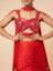 Red Tiered Lehenga with Embellished Cut-out Blouse