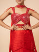 Red Tiered Lehenga with Embellished Cut-out Blouse