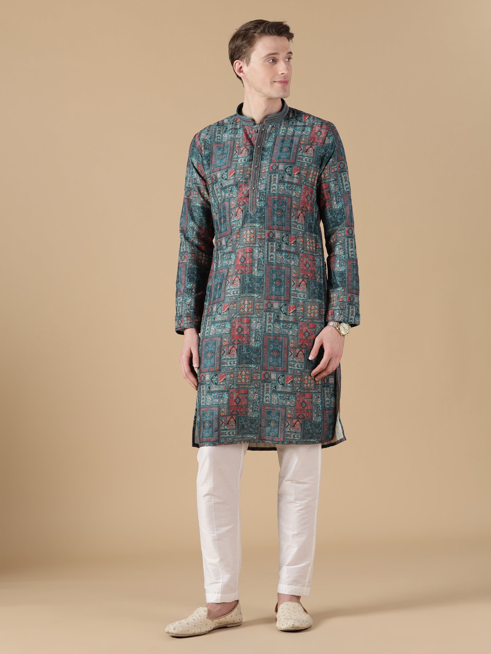 The Teal Mosaic Artifact Kurta Set