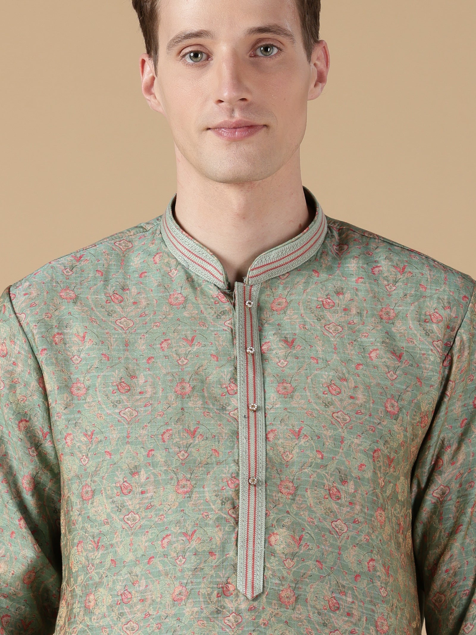 Sage Green Floral Print Kurta Set