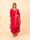 Crimson Vine Embroidered Silk Set
