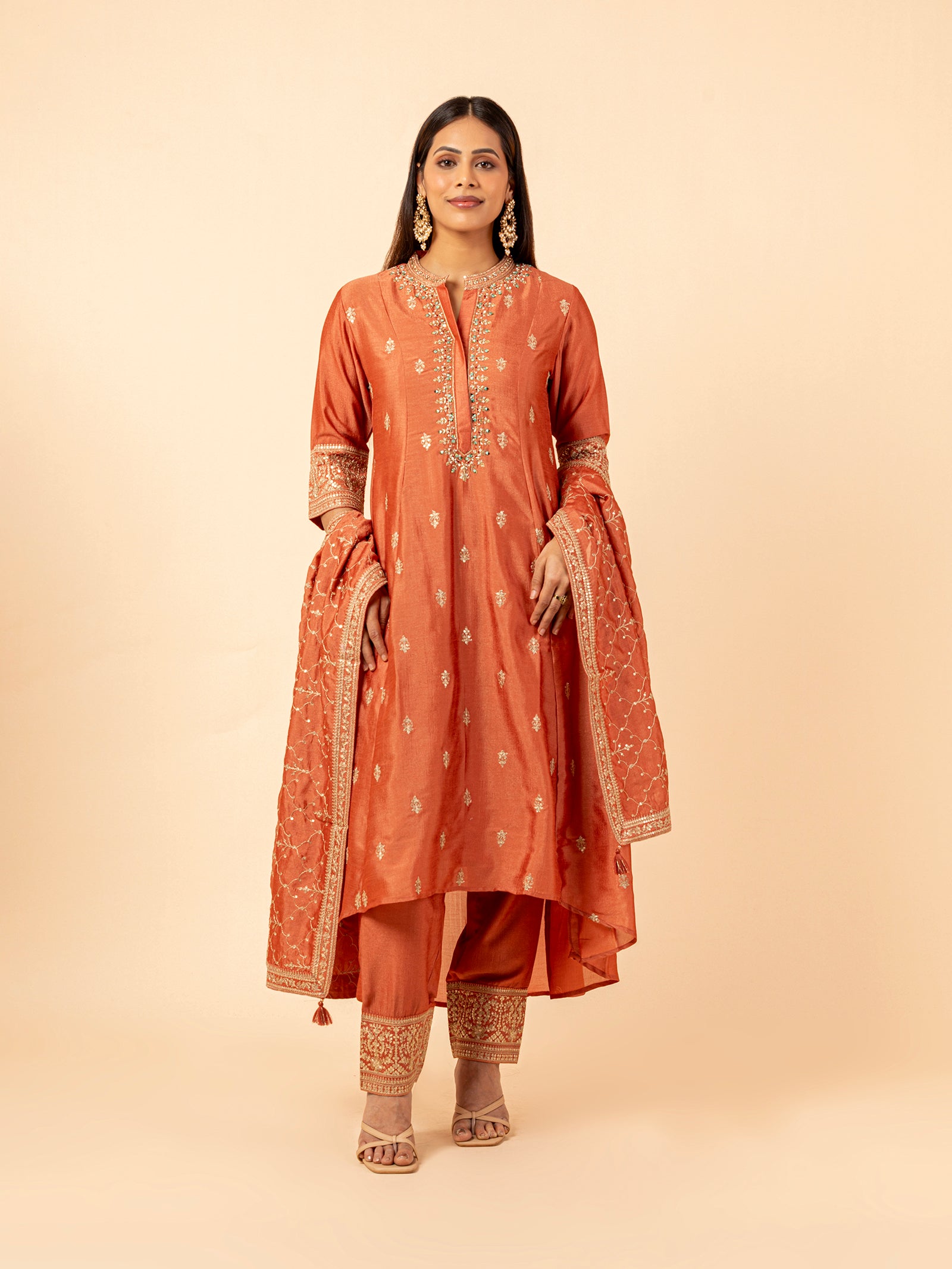 Rust Lattice Silk Ensemble