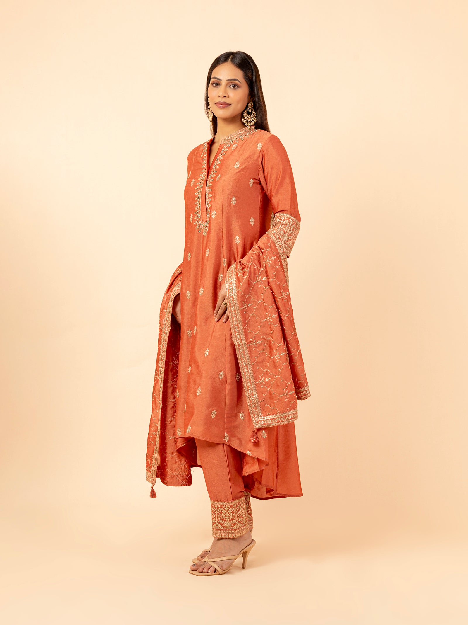 Rust Lattice Silk Ensemble