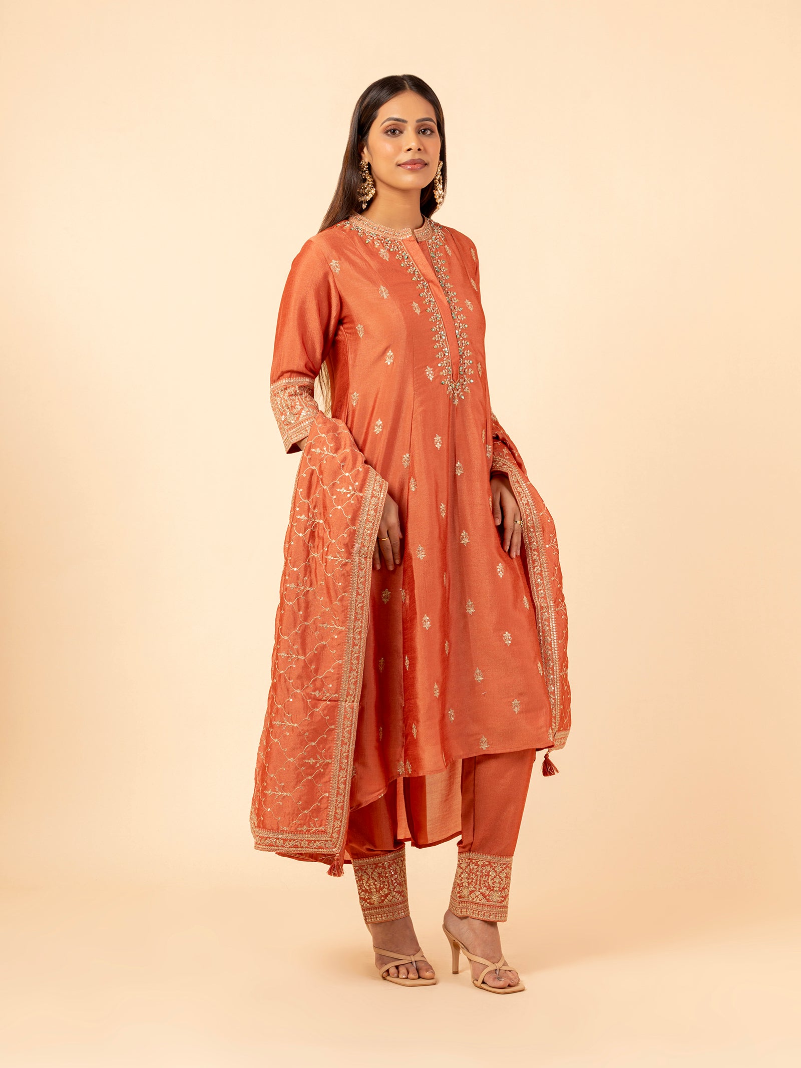 Rust Lattice Silk Ensemble