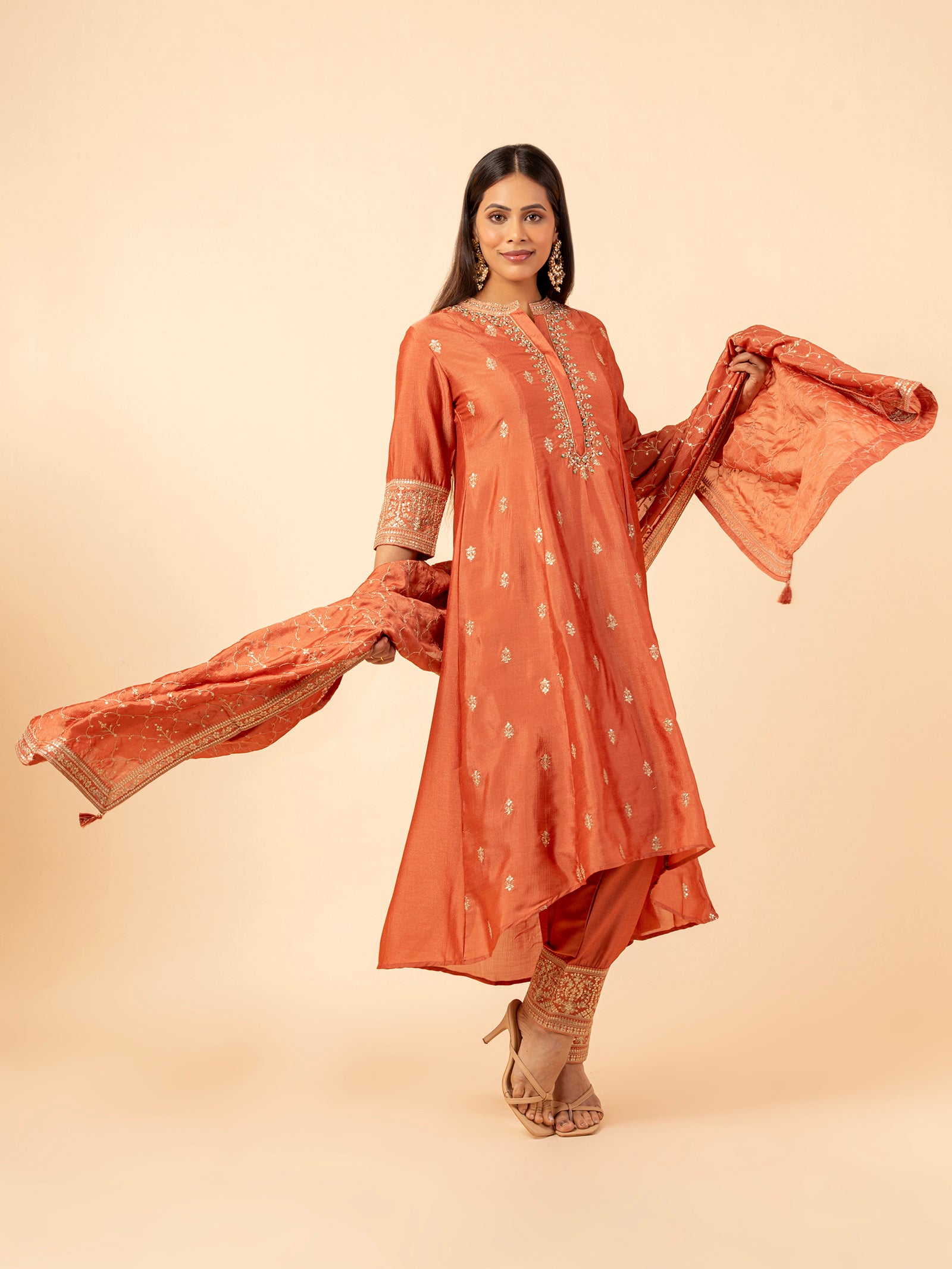 Rust Lattice Silk Ensemble