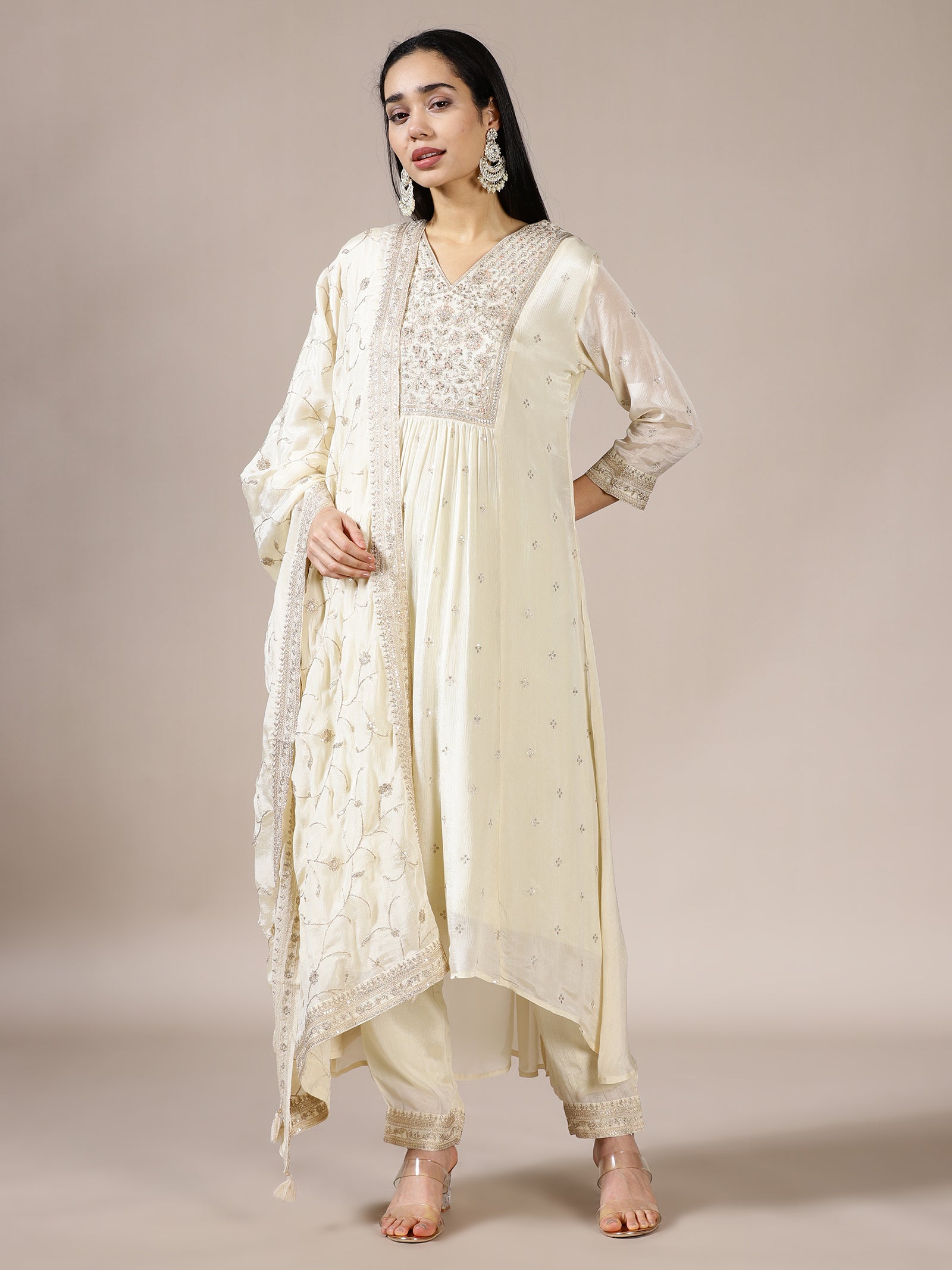 Ivory Embroidered Kurta Set